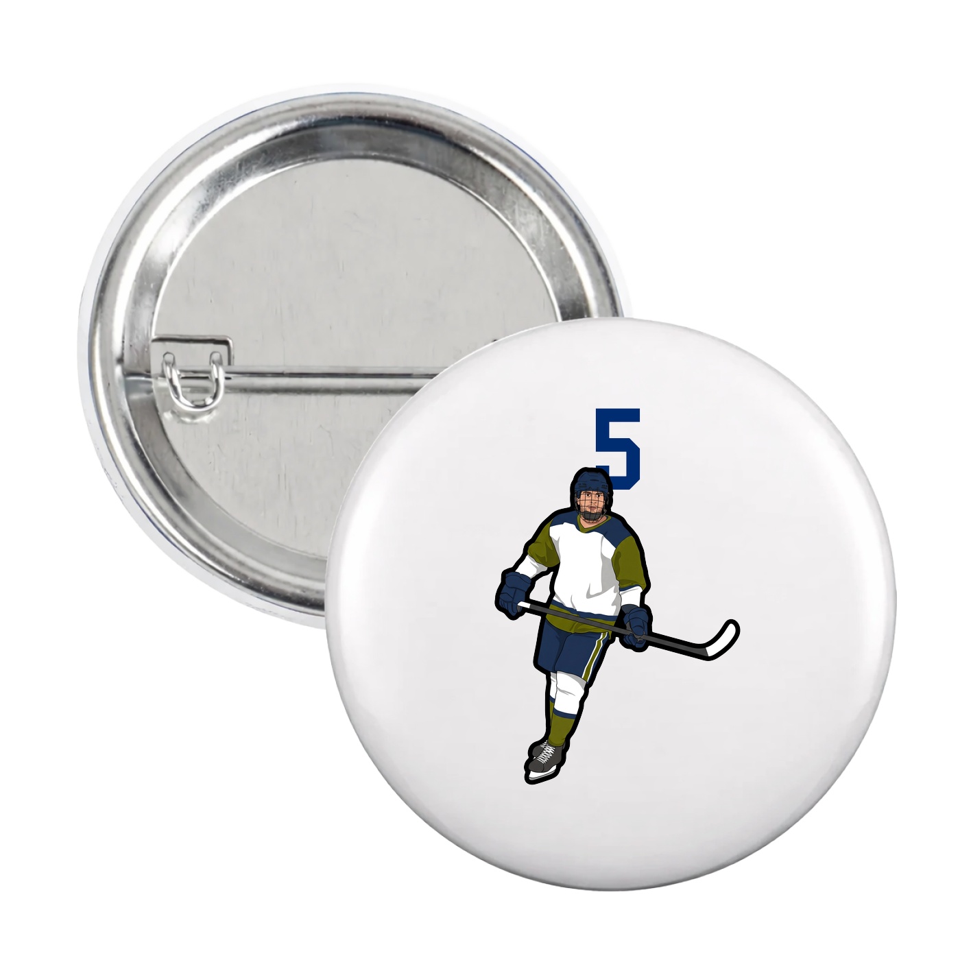 Game Day Button — Number Top in White