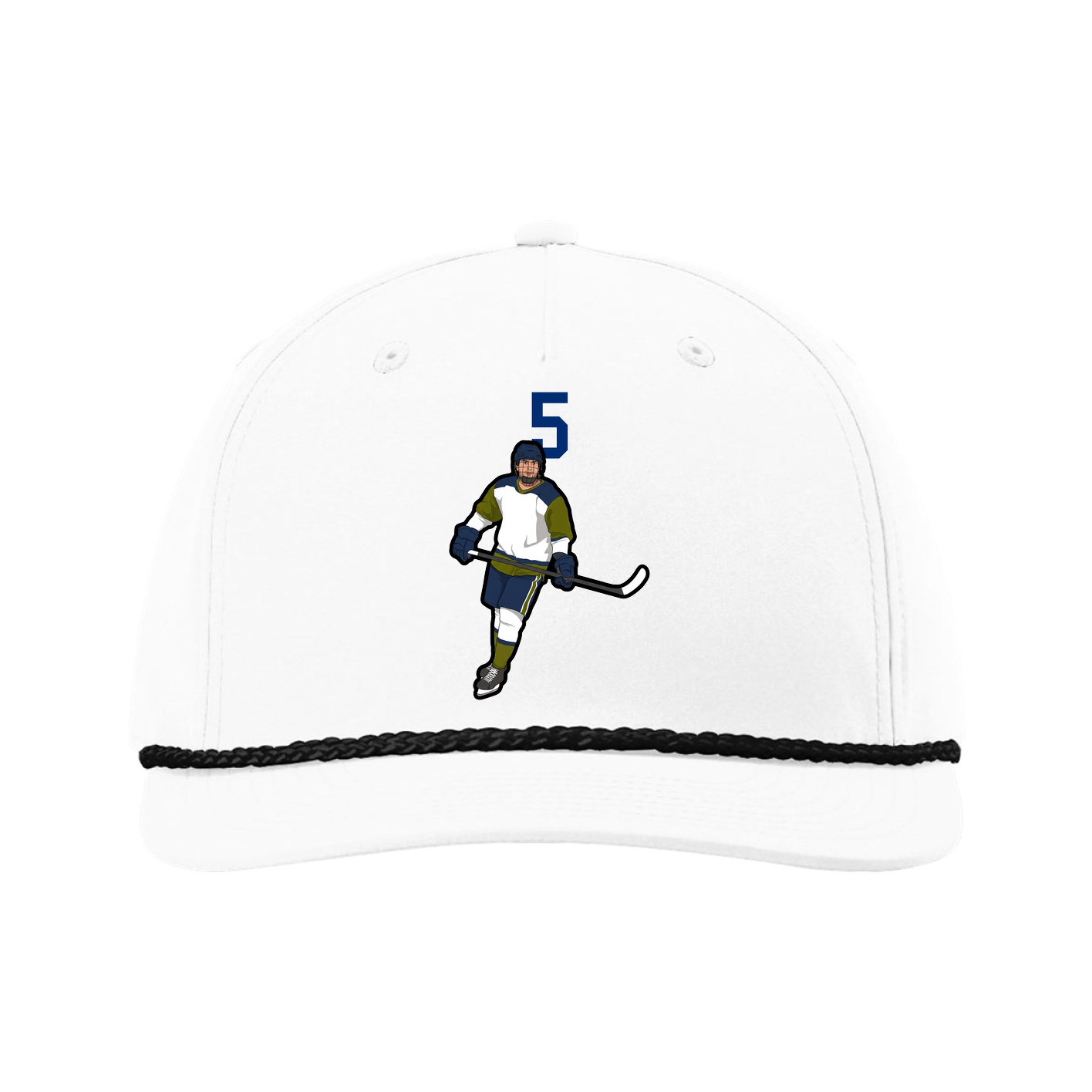 Five-Panel Classic Rope Cap — Number Top in White