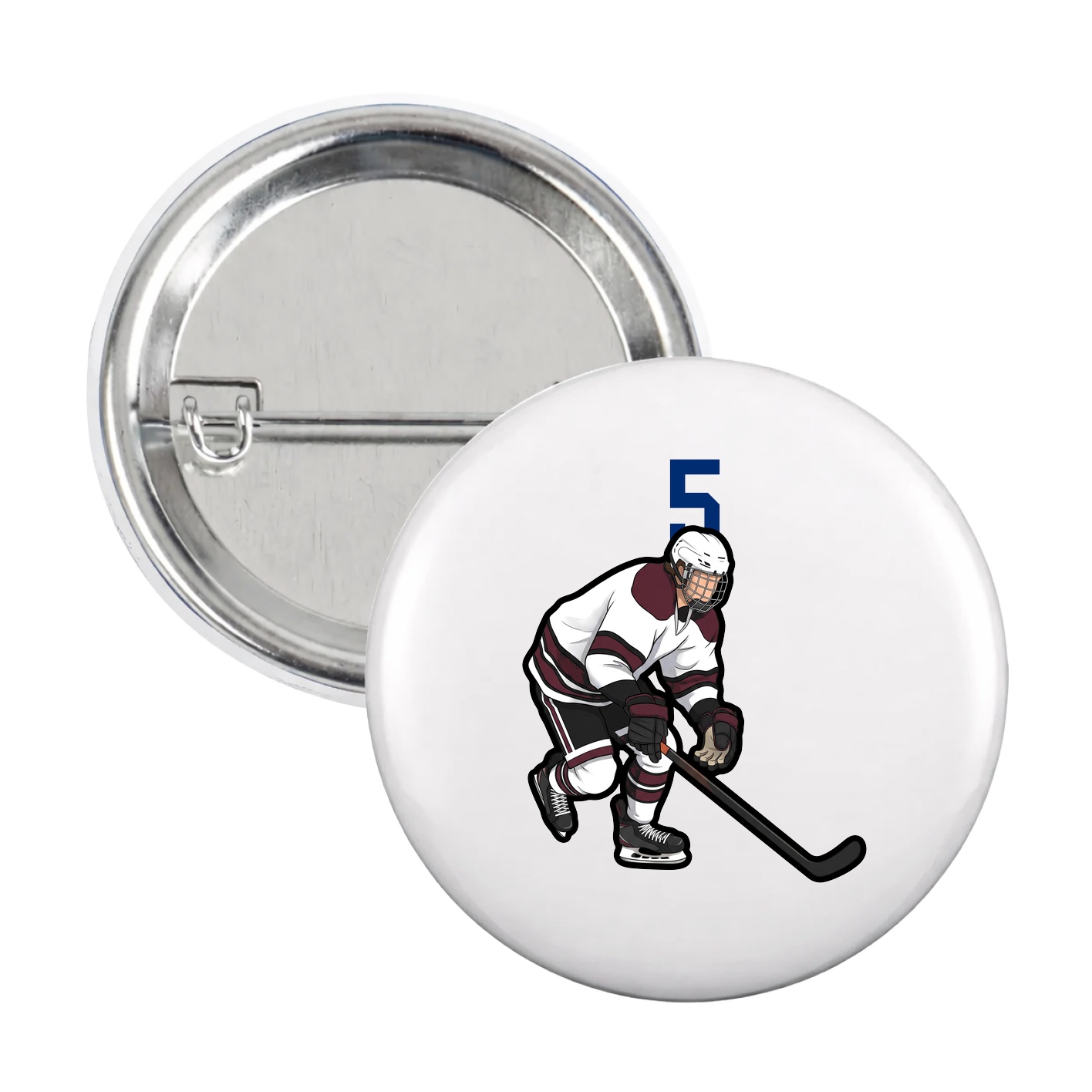Game Day Button — Number Top in White