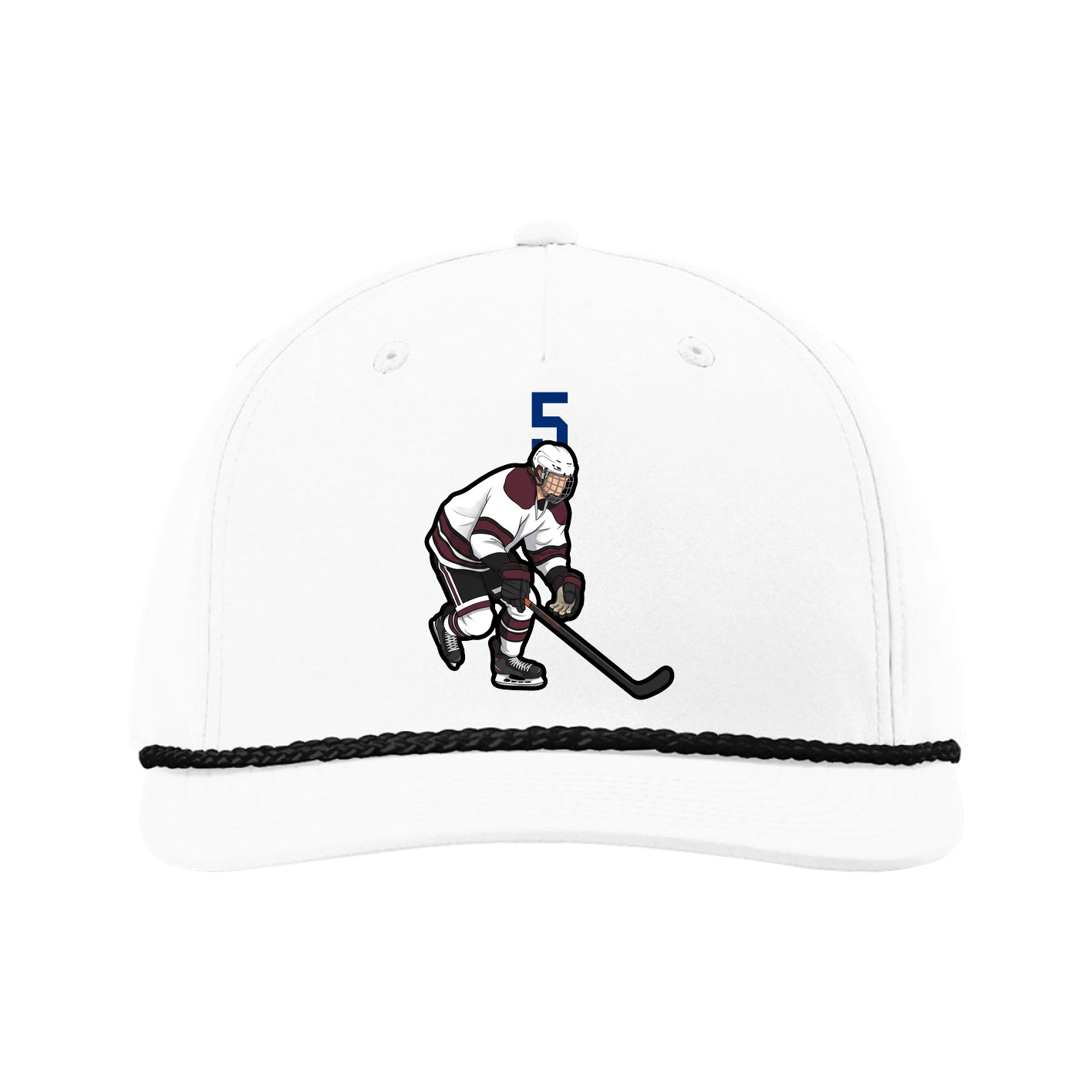 Five-Panel Classic Rope Cap — Number Top in White