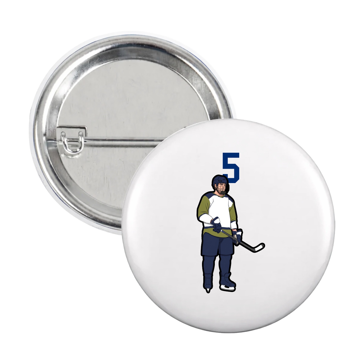 Game Day Button — Number Top in White