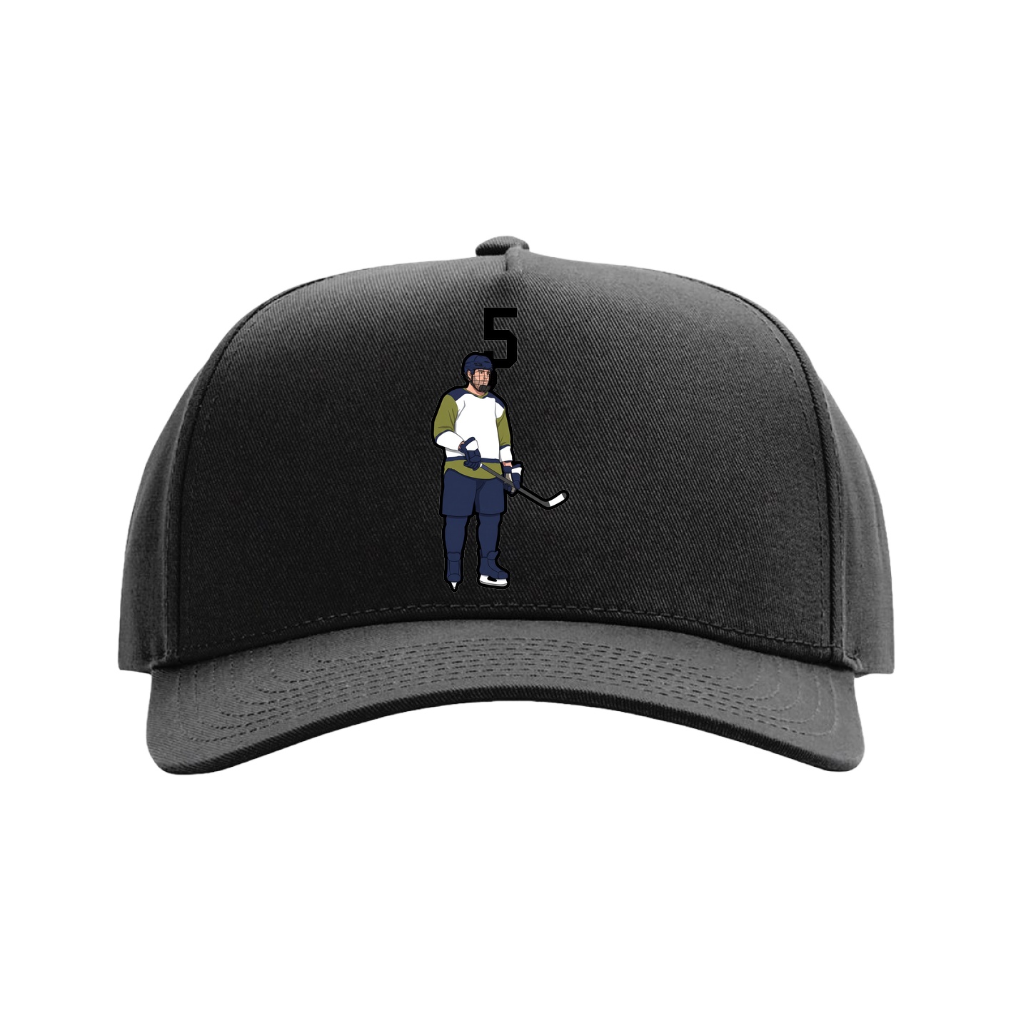Full Fabric Five-Panel Champ Cap — Number Top in Black