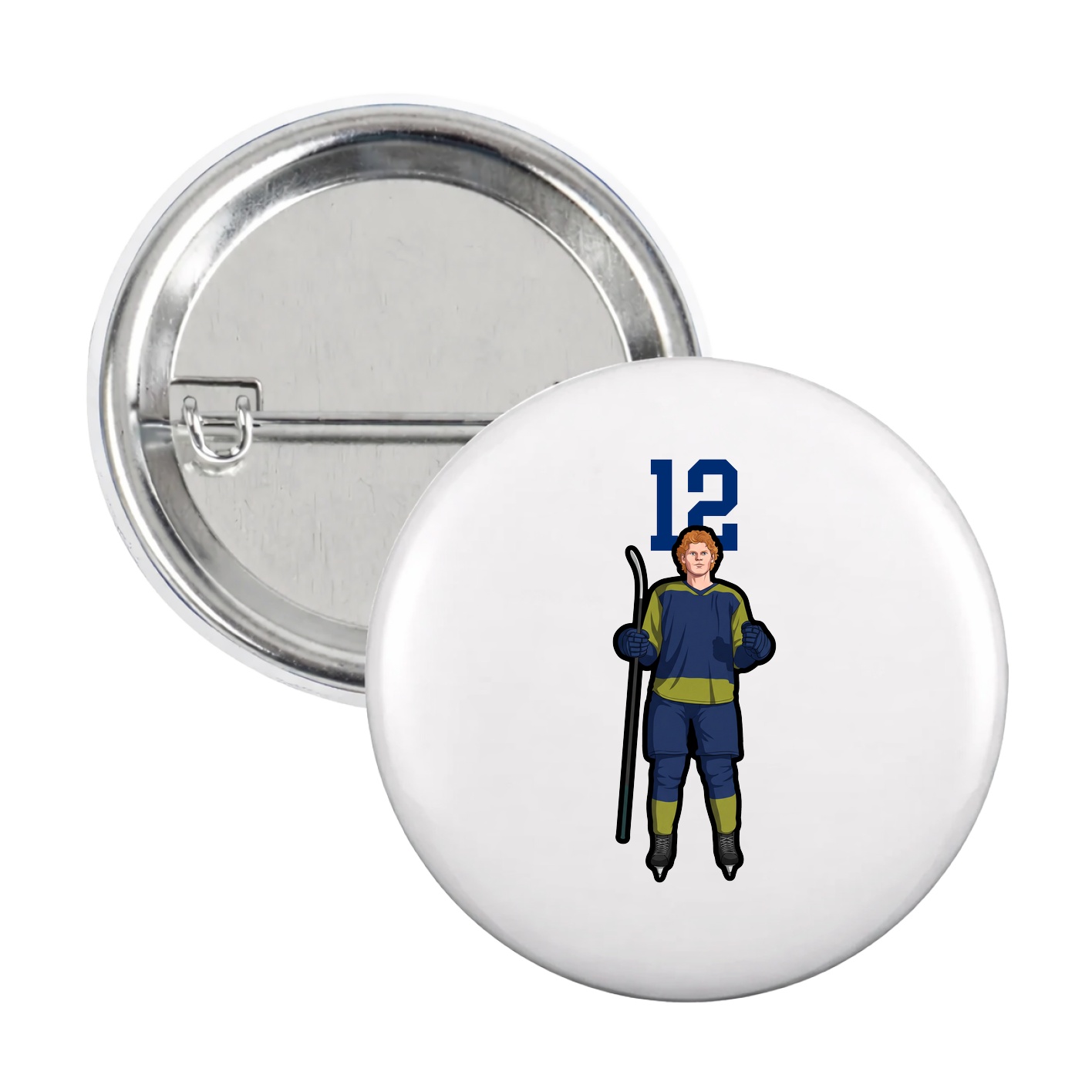 Game Day Button — Number Top in White