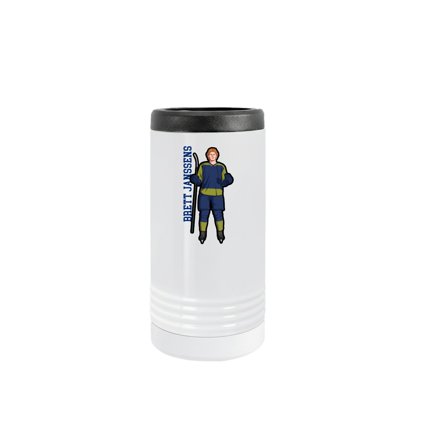 Slim Beverage Holder — Name Vertical in White