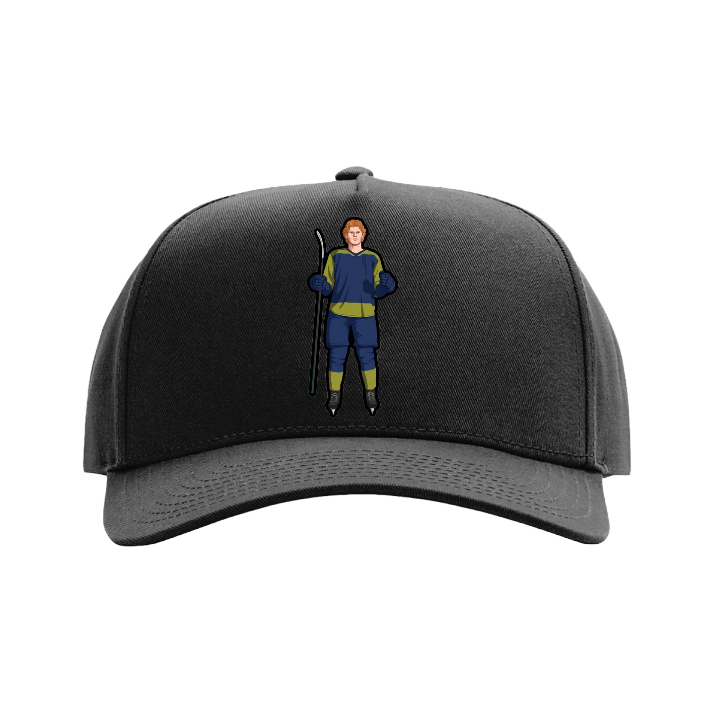 Full Fabric Five-Panel Champ Cap — Name Vertical in Black