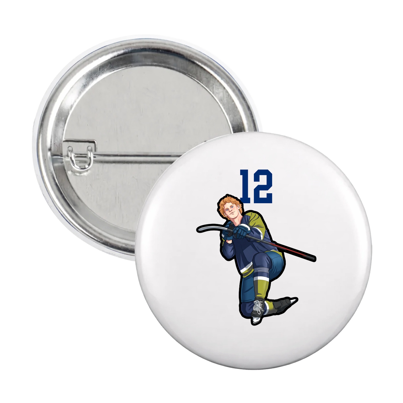 Game Day Button — Number Top in White