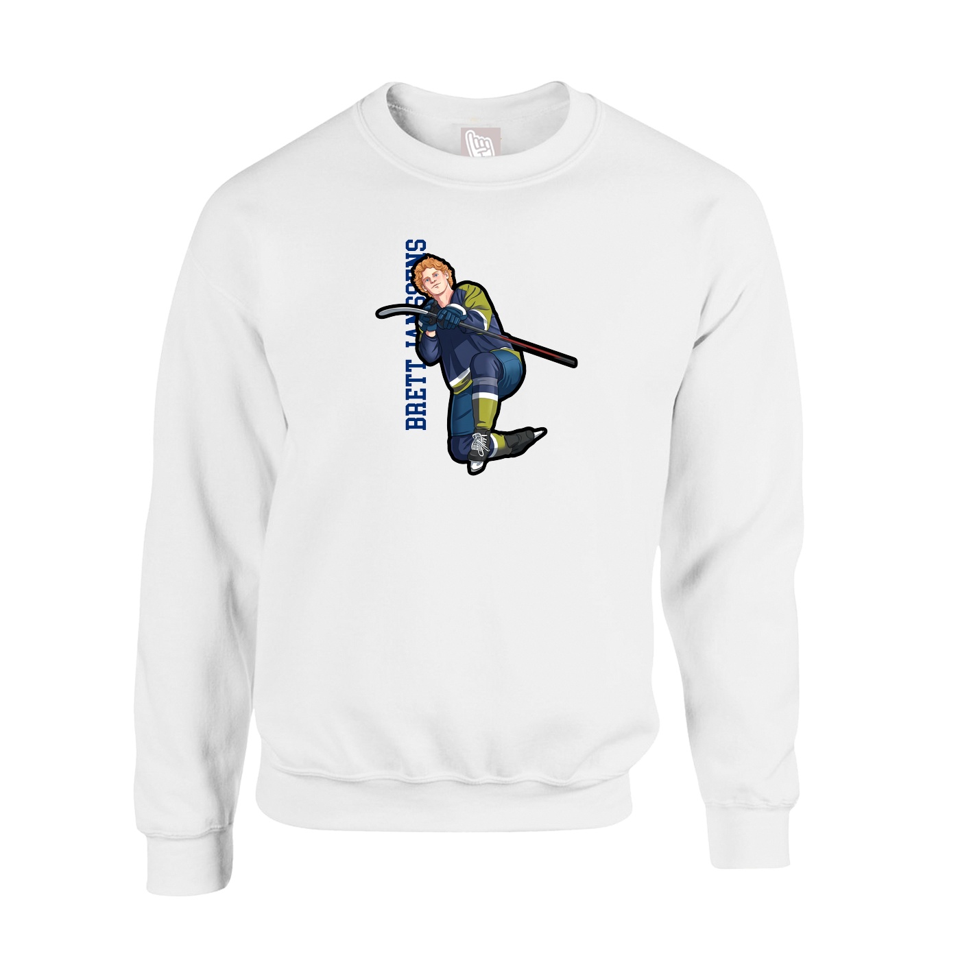 Fleece Crew — Name Vertical in White