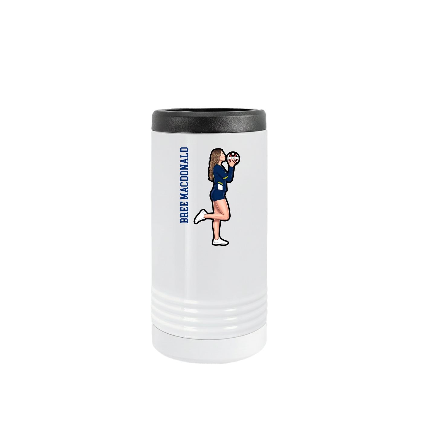 Slim Beverage Holder — Name Vertical in White