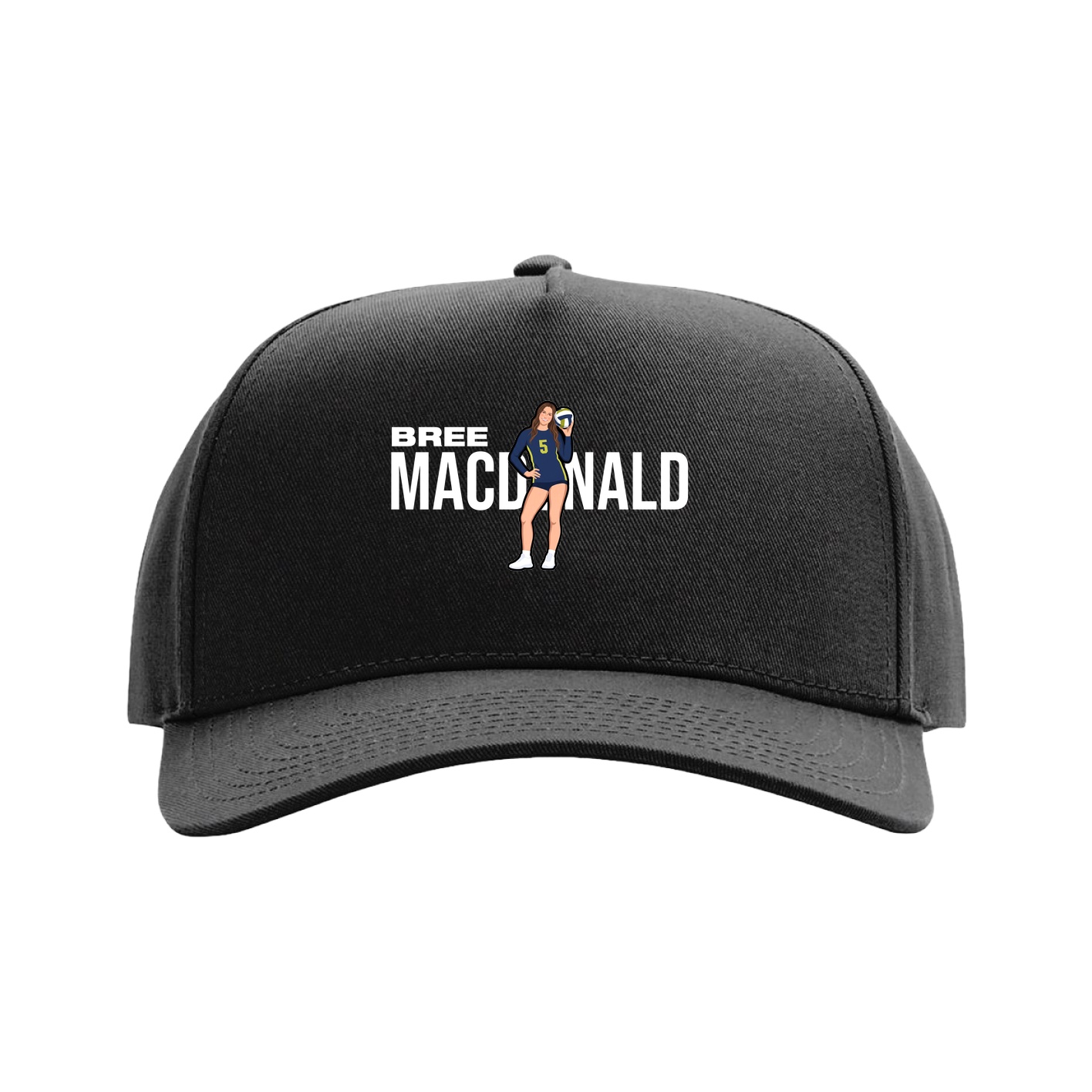 Full Fabric Five-Panel Champ Cap — Player Name in Black