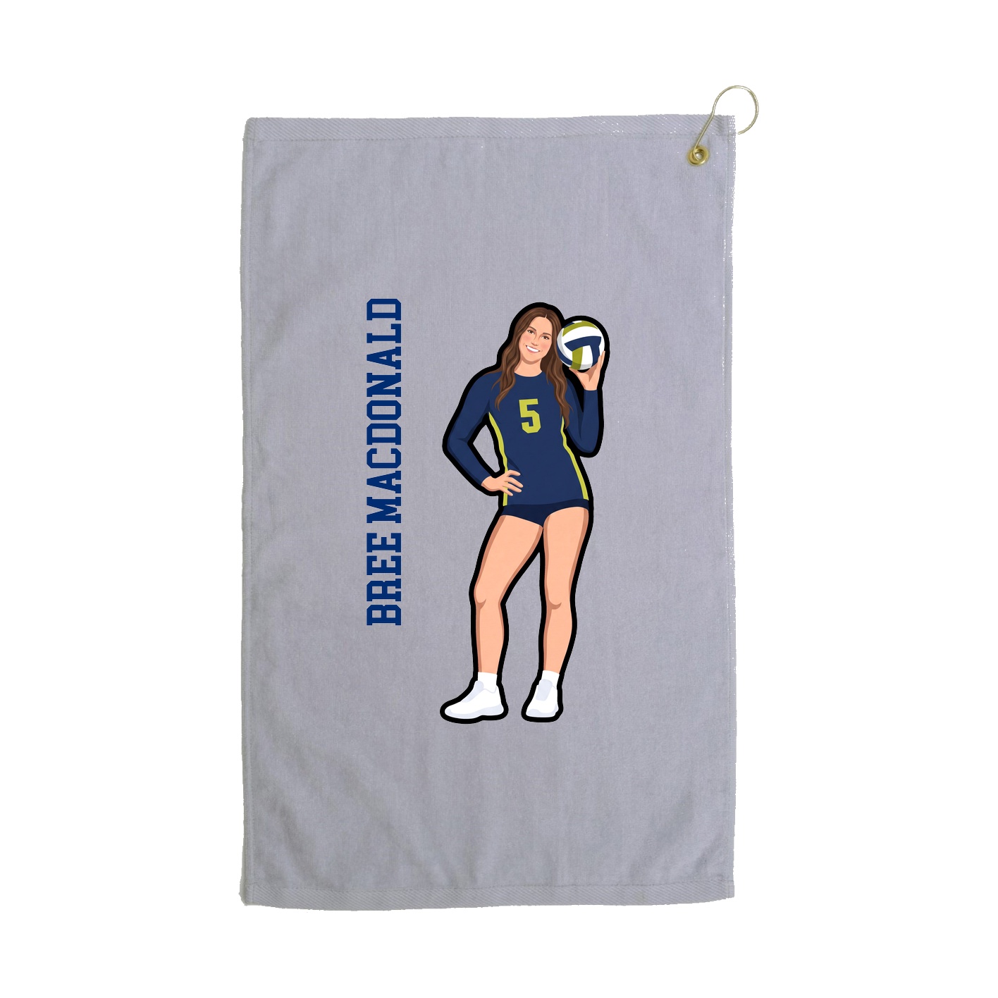 Golf Towel — Name Vertical in Grey