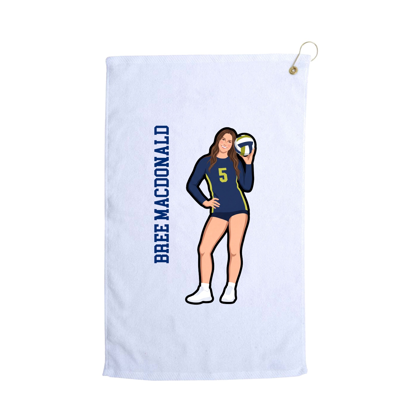 Golf Towel — Name Vertical in White