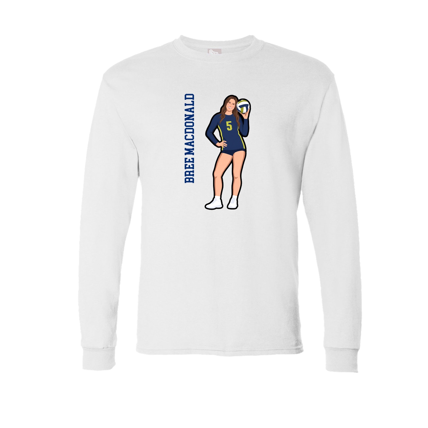 Long Sleeve Tee — Name Vertical in White