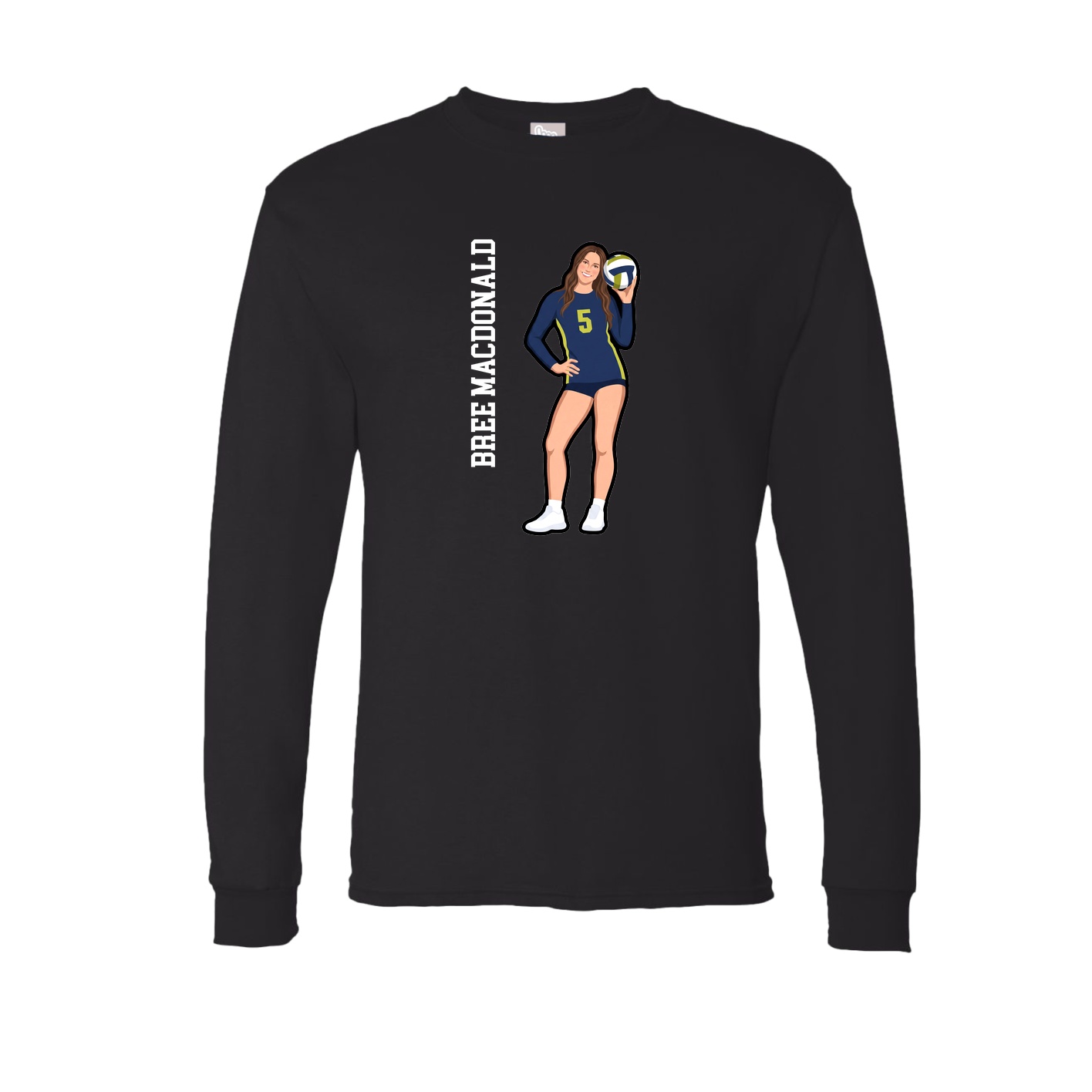 Long Sleeve Tee — Name Vertical in Black