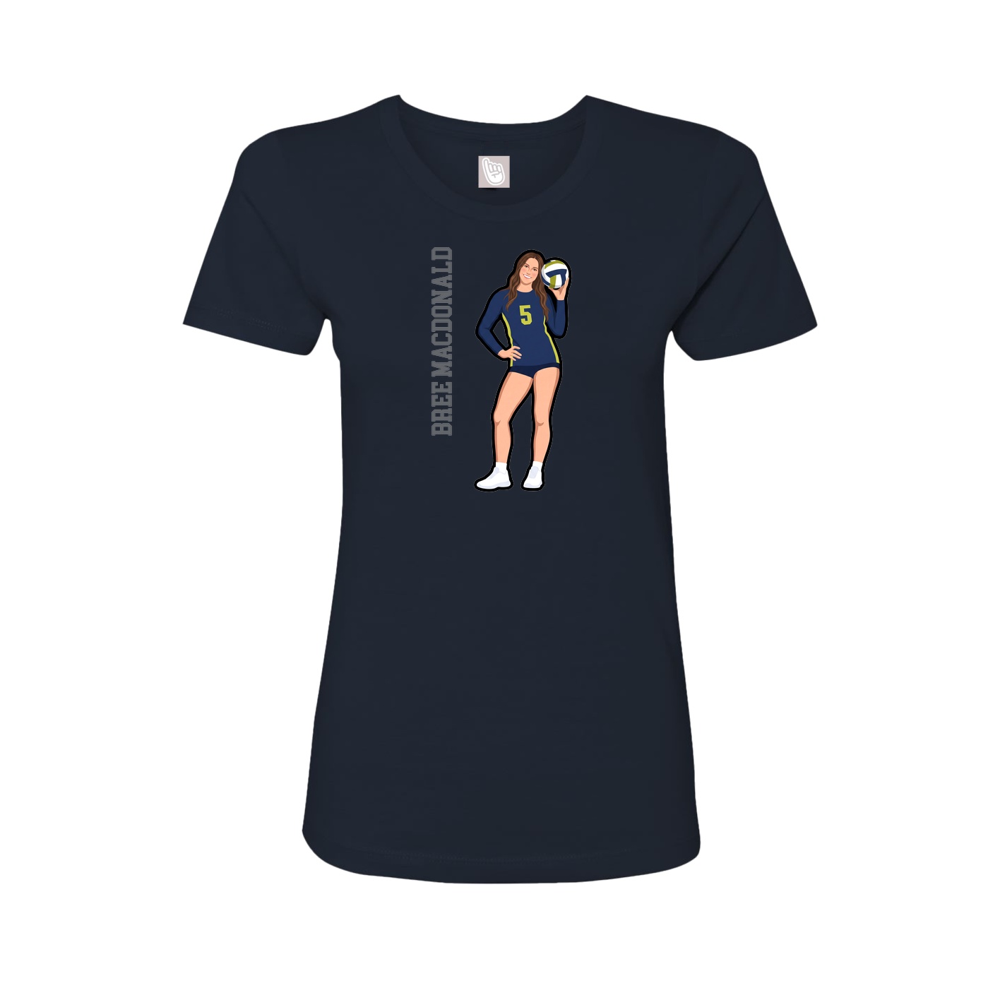 Womens Tee — Name Vertical in Navy