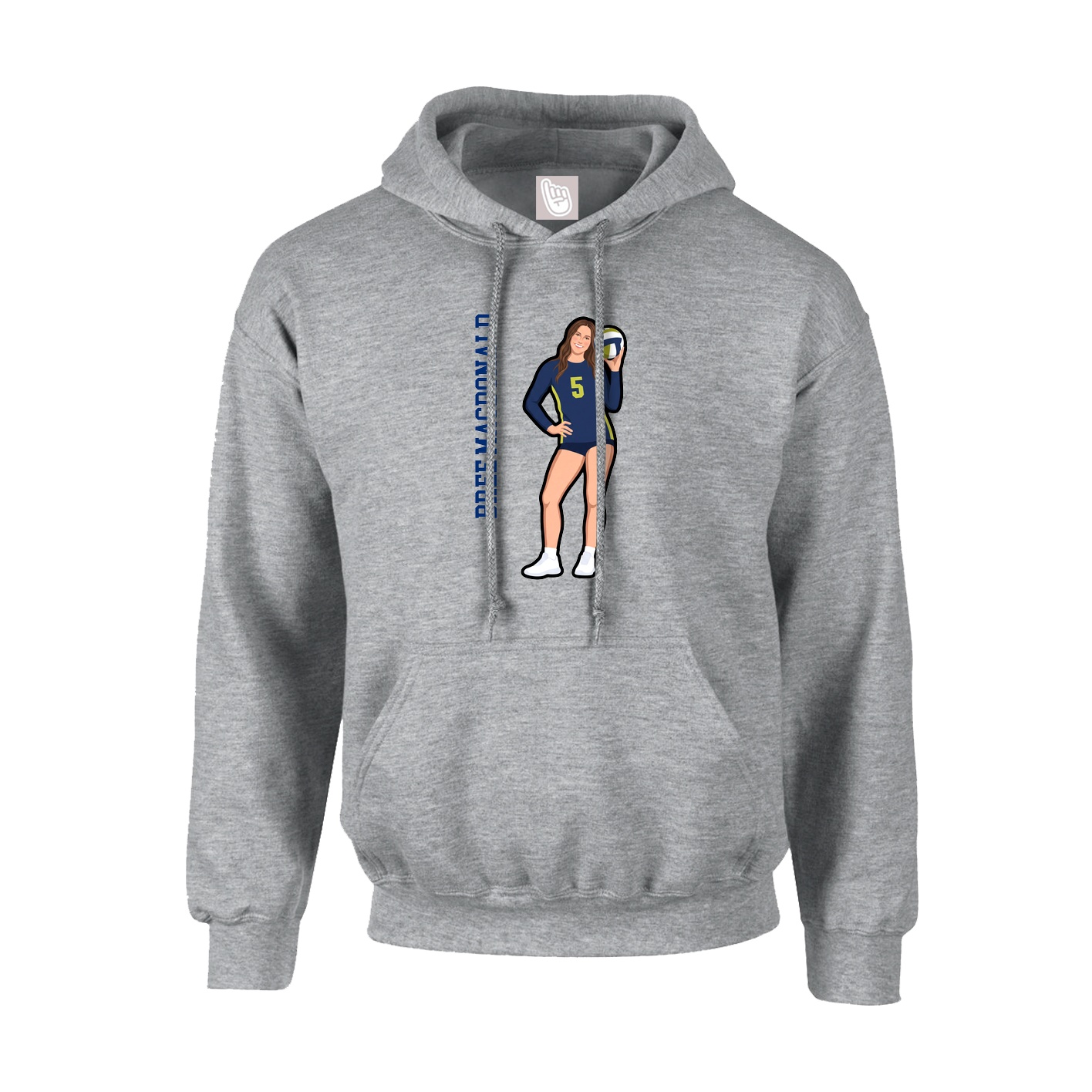 Hoodie — Name Vertical in Grey