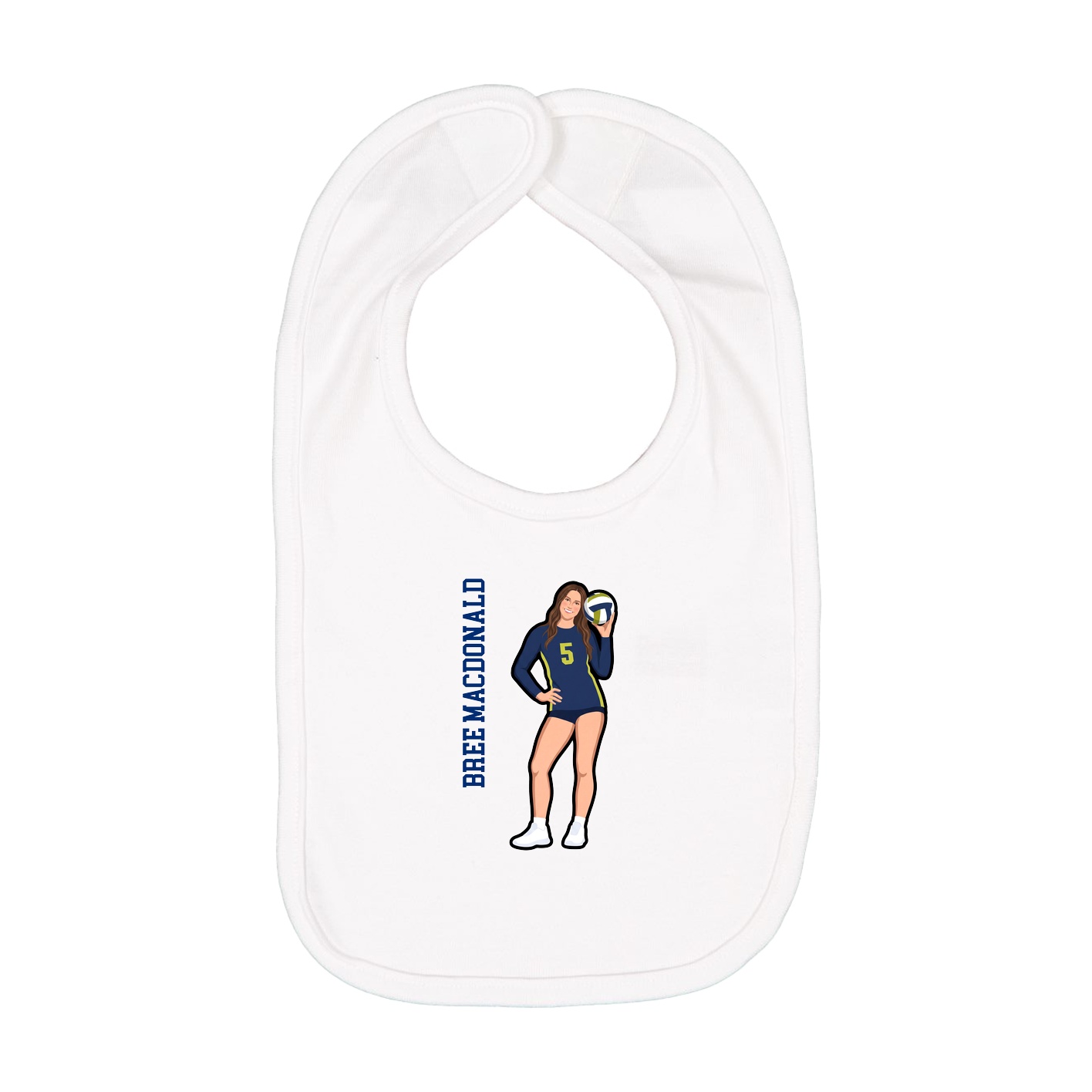 Infant Bib — Name Vertical in White