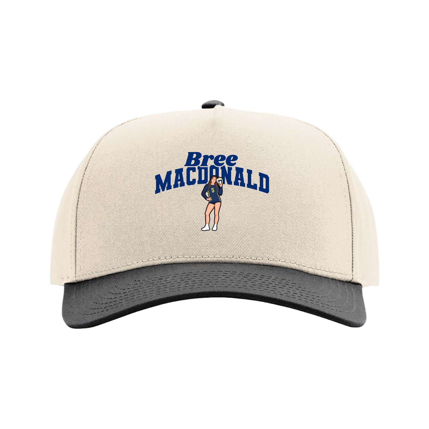Full Fabric Five-Panel Champ Cap — Signature Arch in Cream/Black