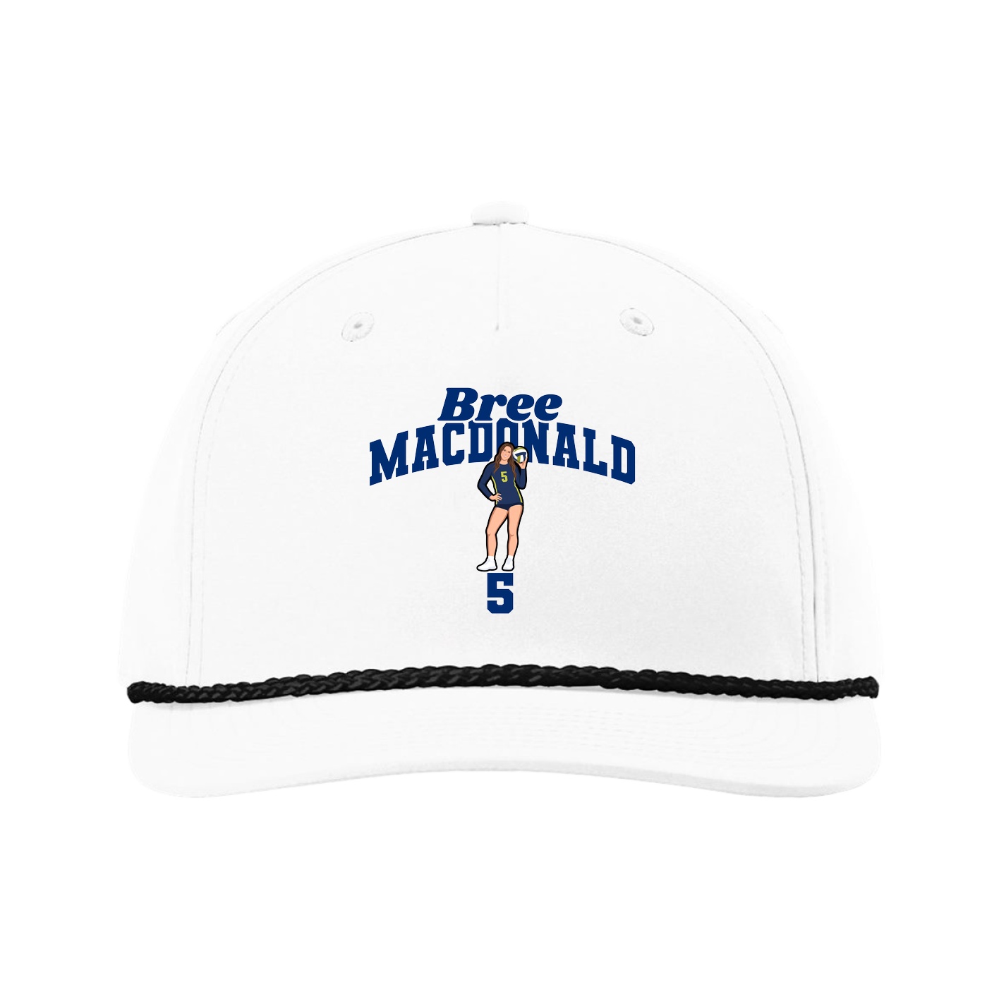 Five-Panel Classic Rope Cap — Signature Arch in White