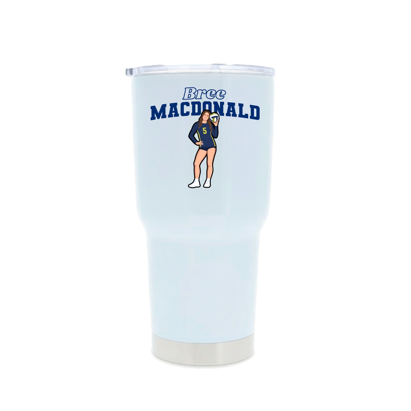 30oz Stainless Steel Tumbler — Name Arch in White