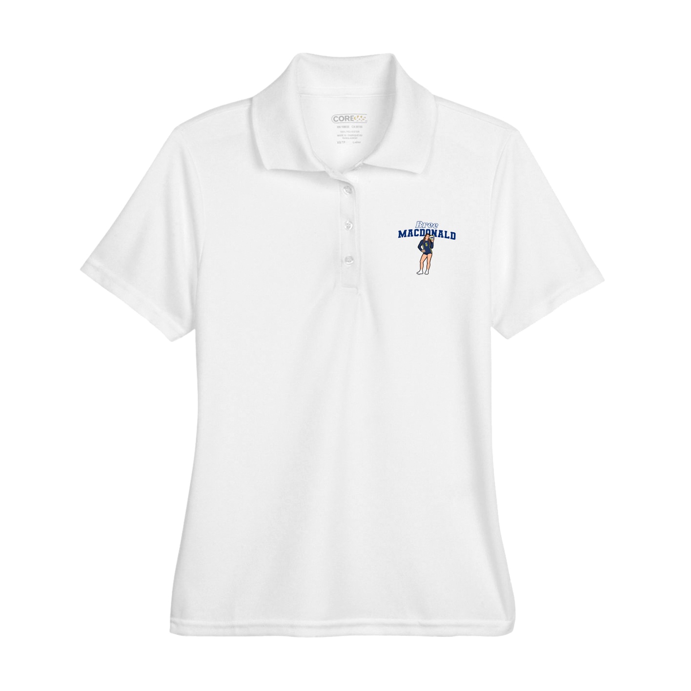 Womens Performance Polo — Name Arch in White