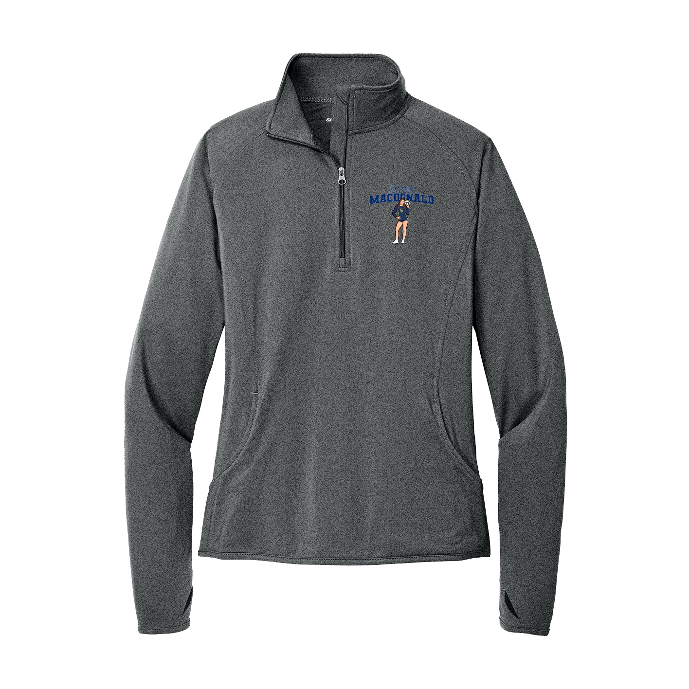 Women's Q-Zip Pullover — Name Arch in Grey