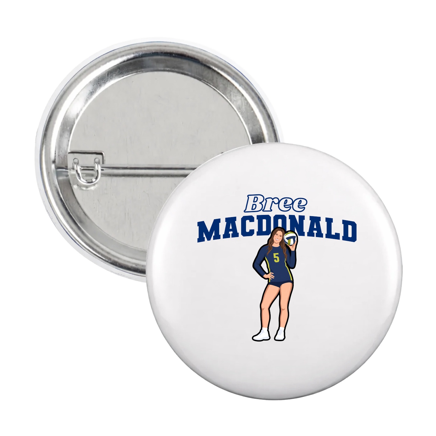 Game Day Button — Name Arch in White