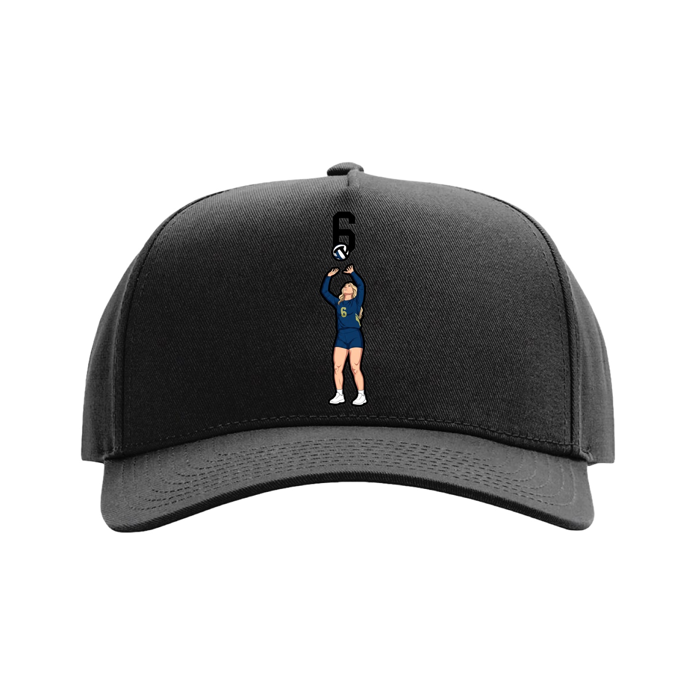 Full Fabric Five-Panel Champ Cap — Number Top in Black