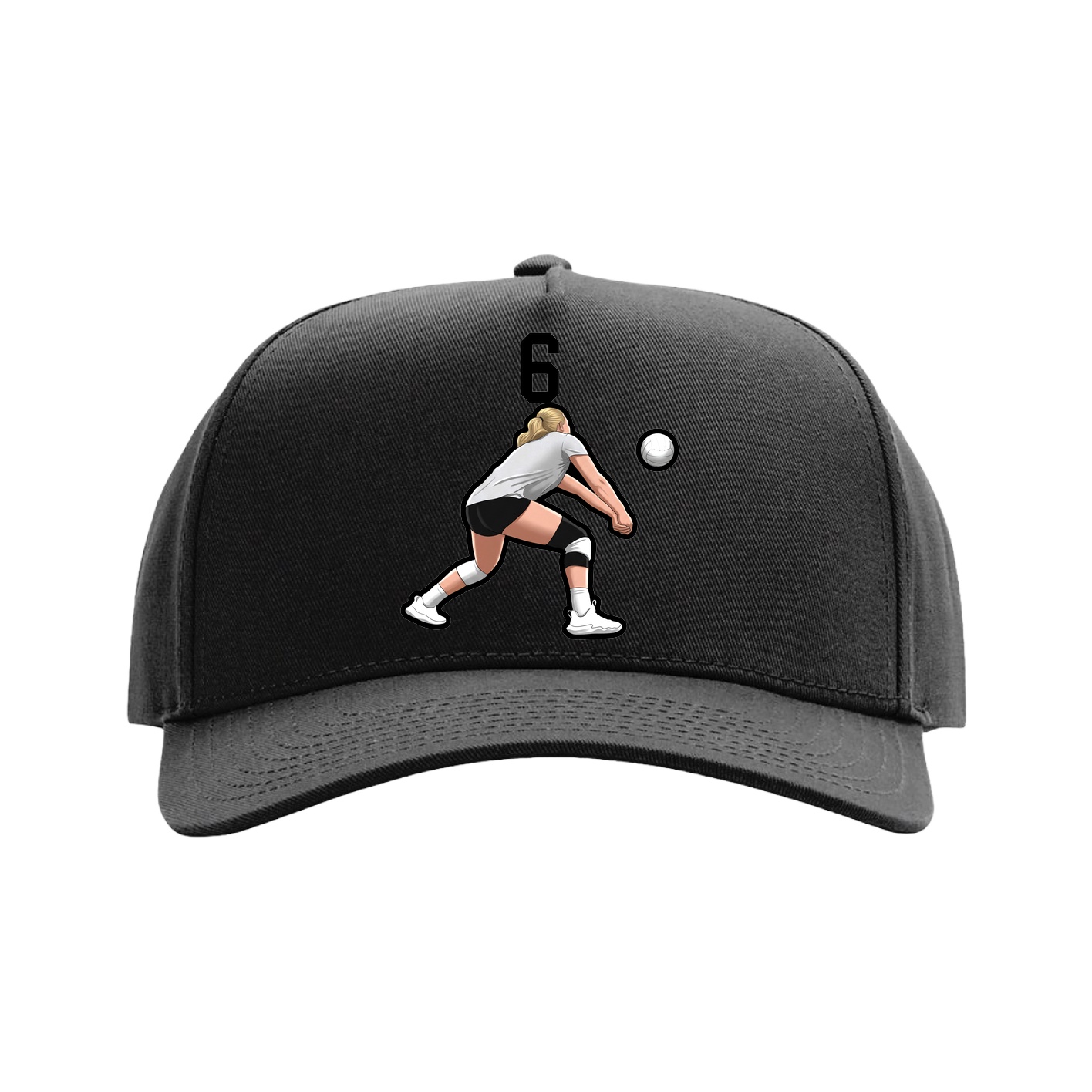 Full Fabric Five-Panel Champ Cap — Number Top in Black