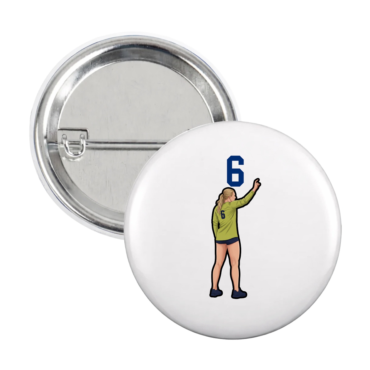 Game Day Button — Number Top in White