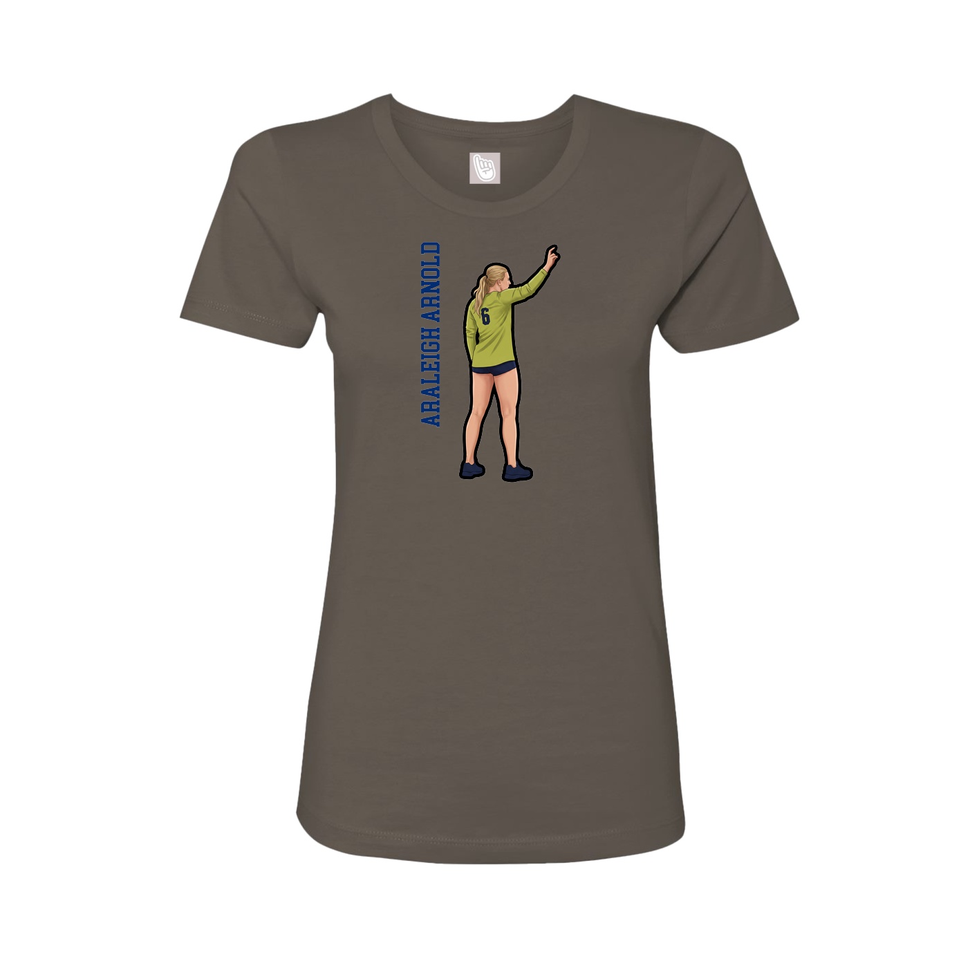 Fitted Women's Tee — Name Vertical in Grey
