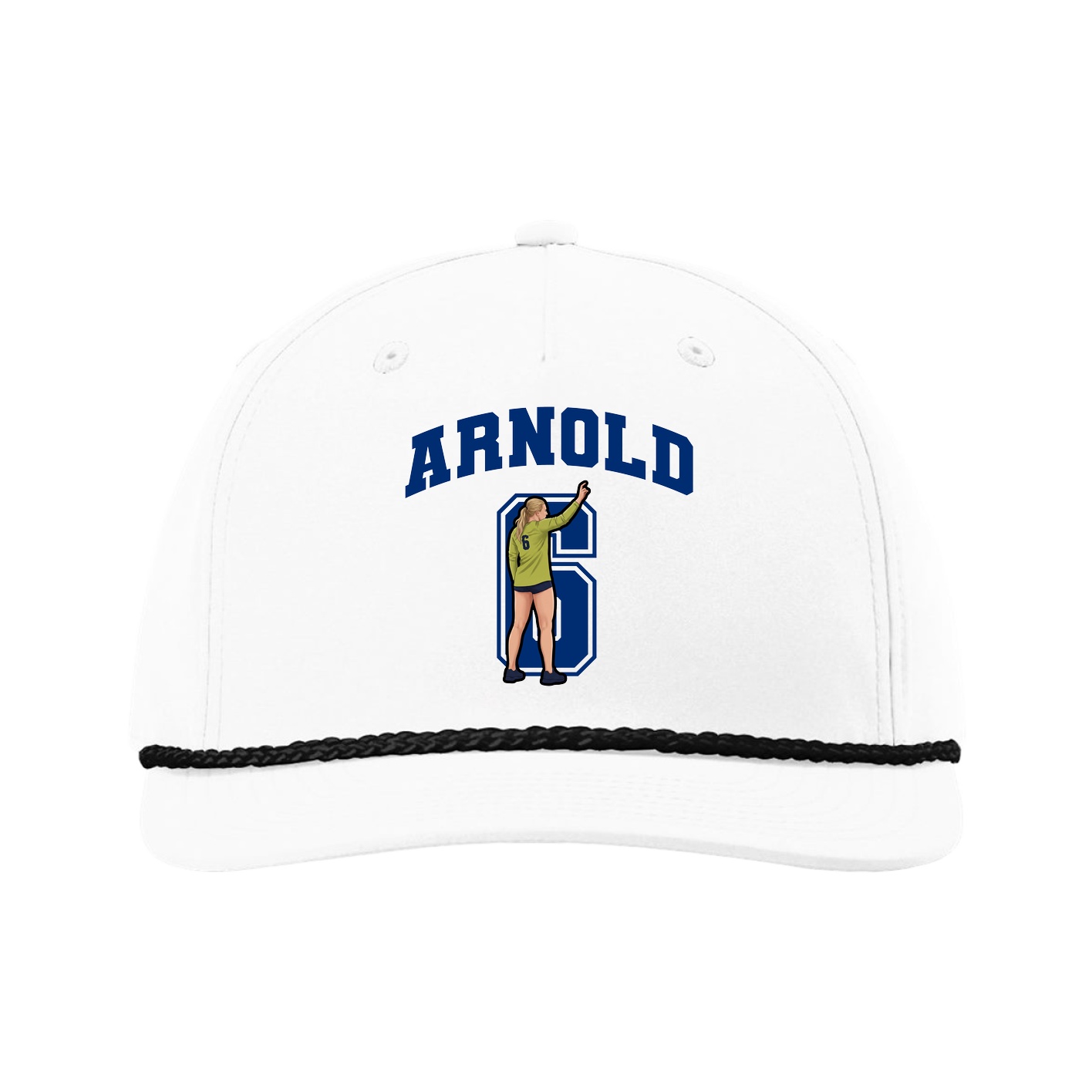 Five-Panel Classic Rope Cap — Number in White