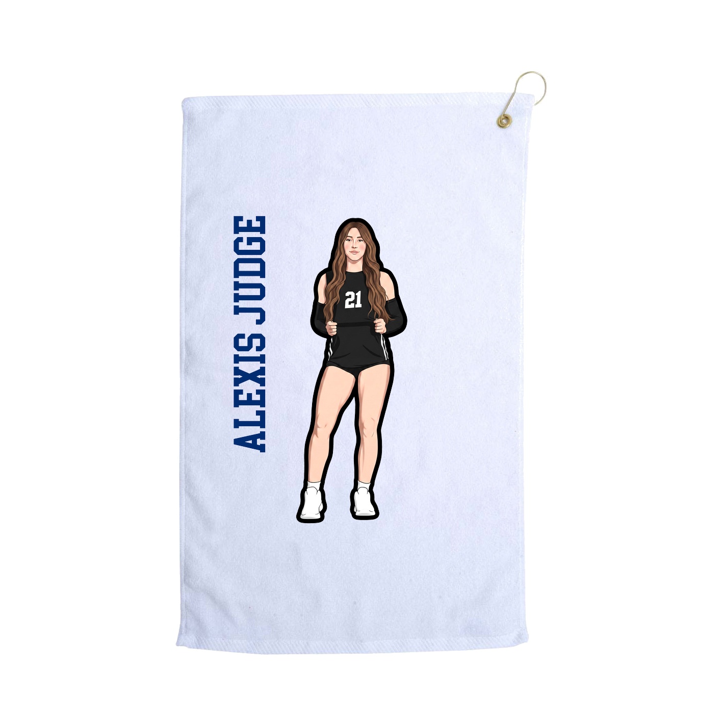 Golf Towel — Name Vertical in White