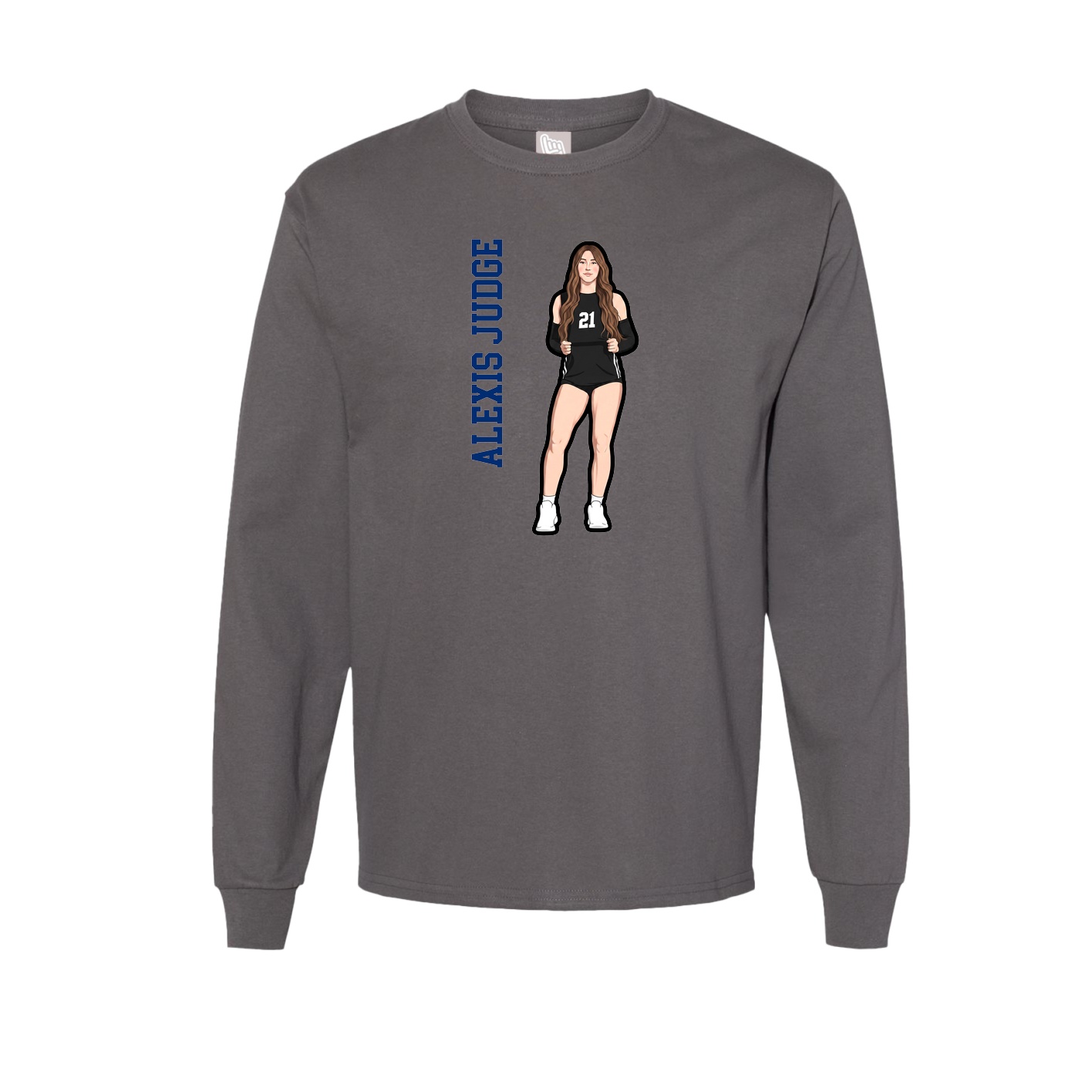 Long Sleeve Tee — Name Vertical in Grey