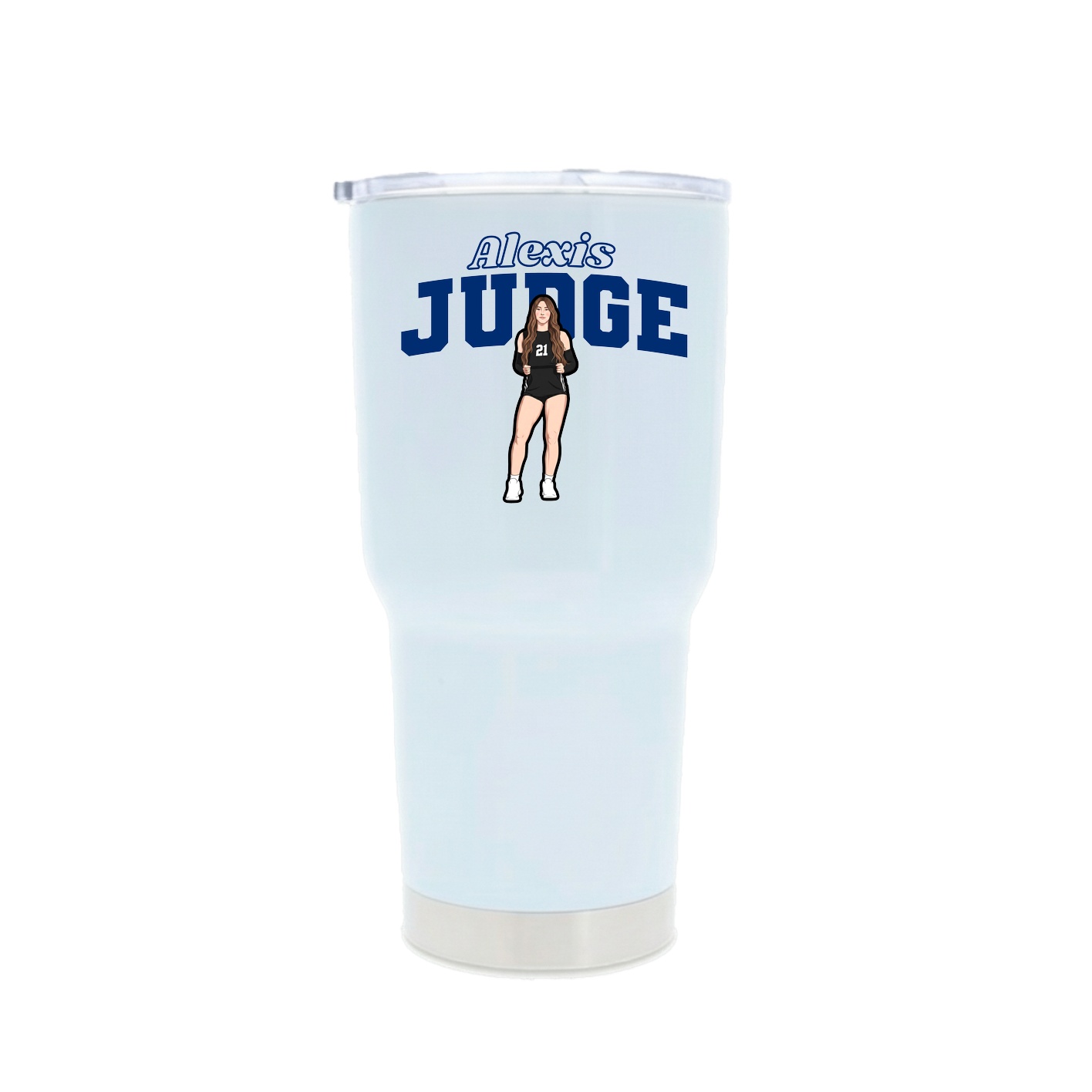 30oz Stainless Steel Tumbler — Name Arch in White