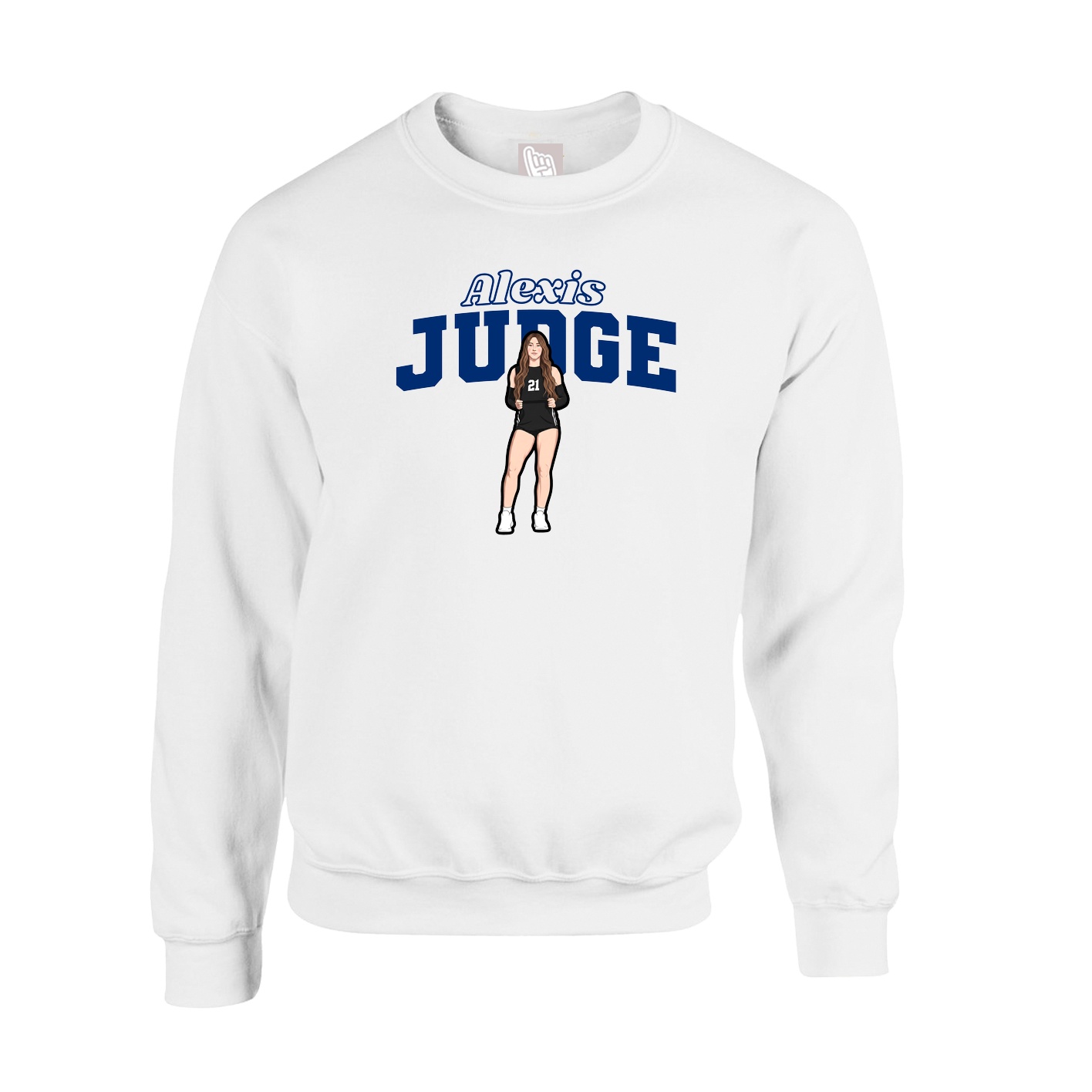Fleece Crew — Name Arch in White