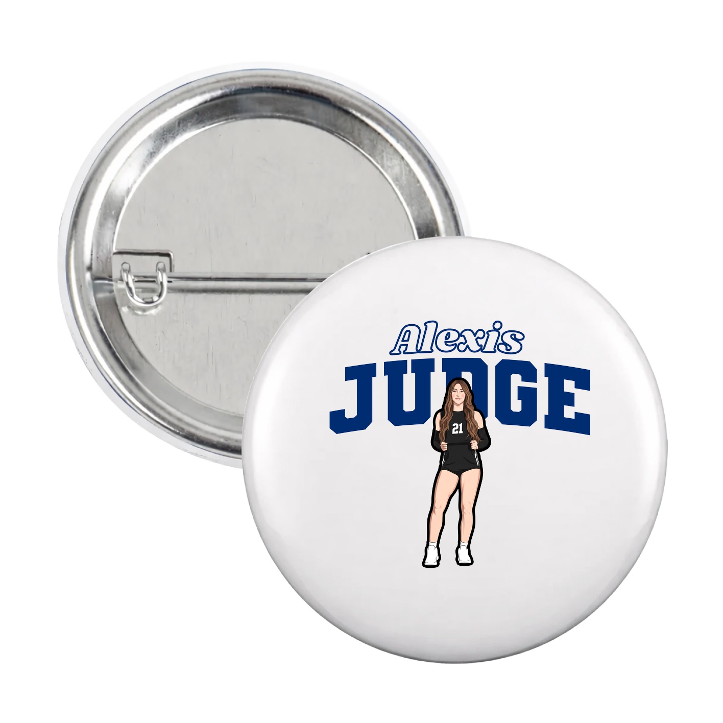 Game Day Button — Name Arch in White