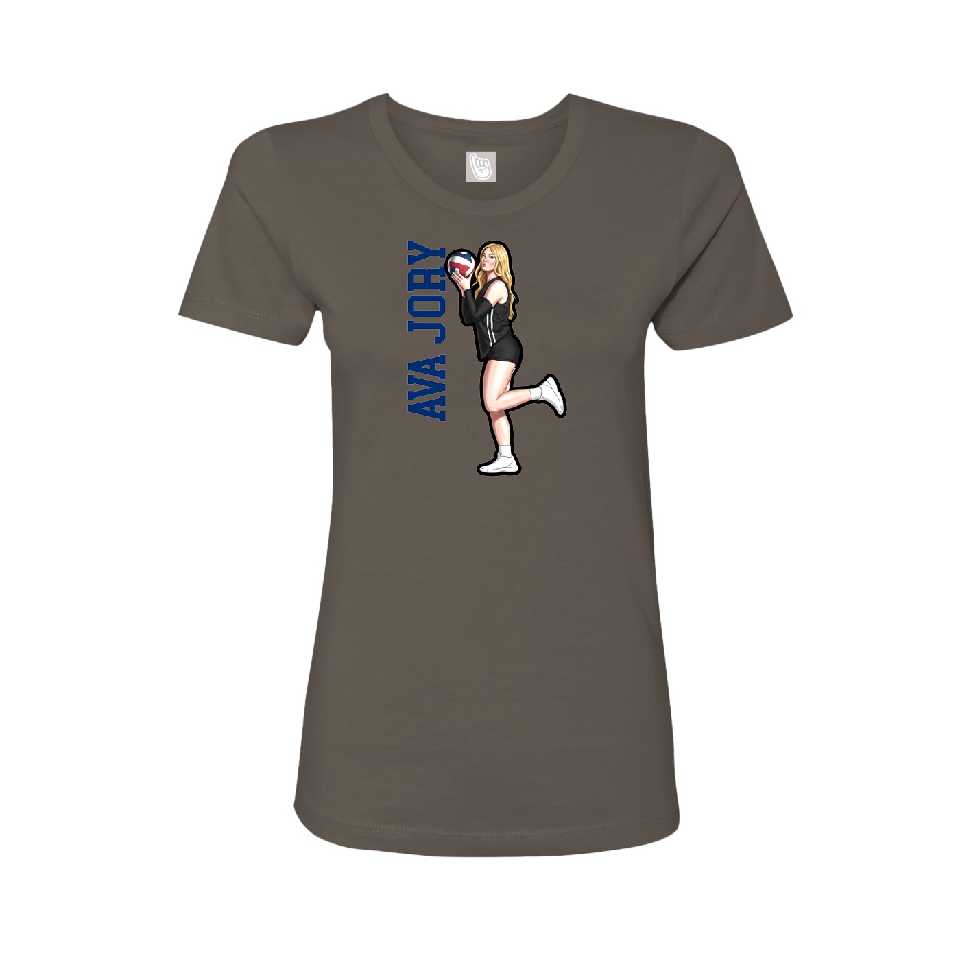 Fitted Women's Tee — Name Vertical in Grey