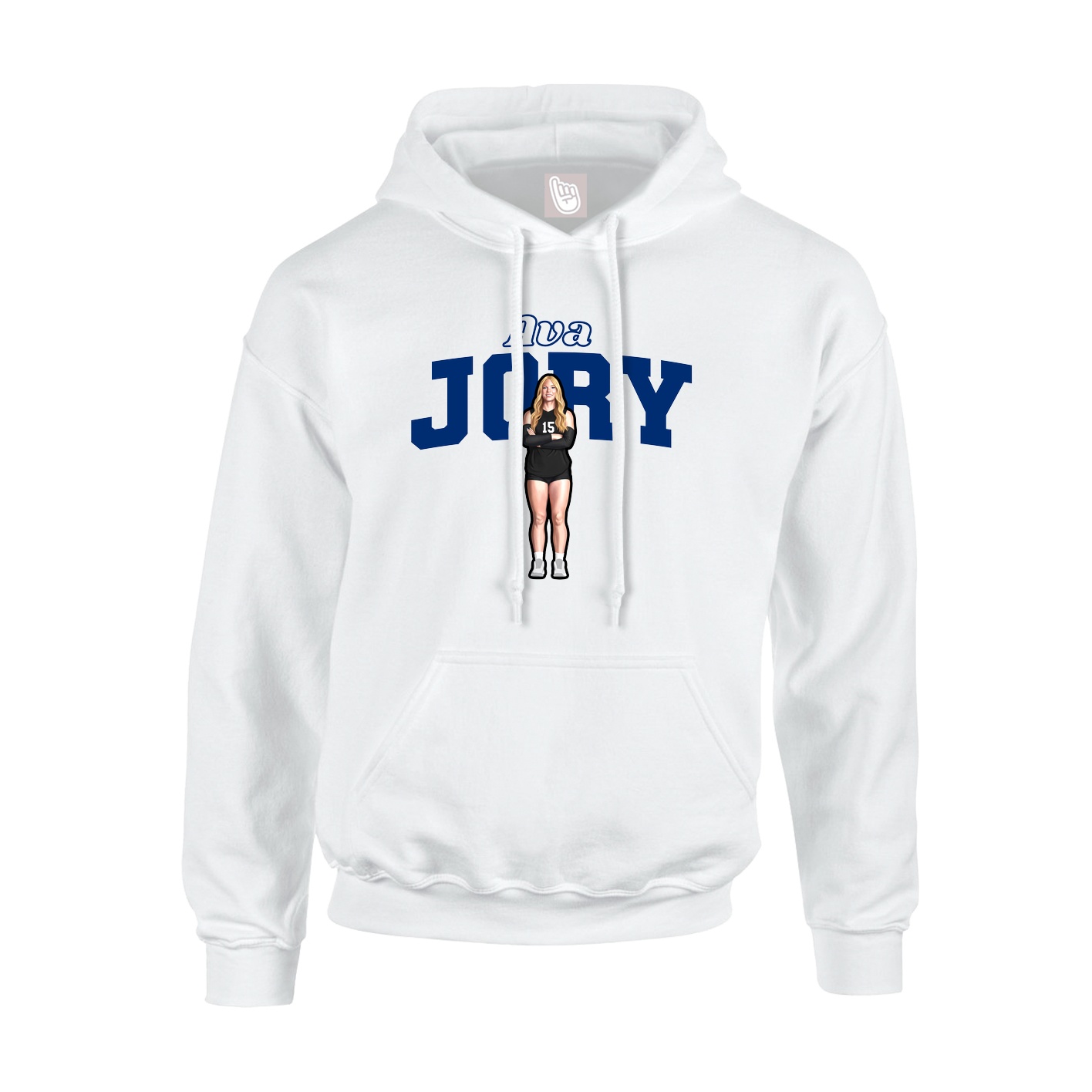Youth Hoodie — Name Arch in White