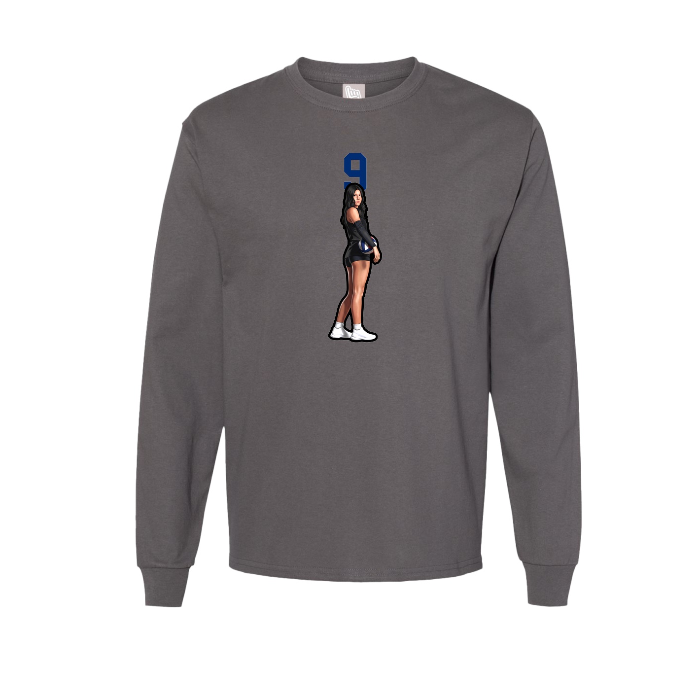 Long Sleeve Tee — Number Top in Grey