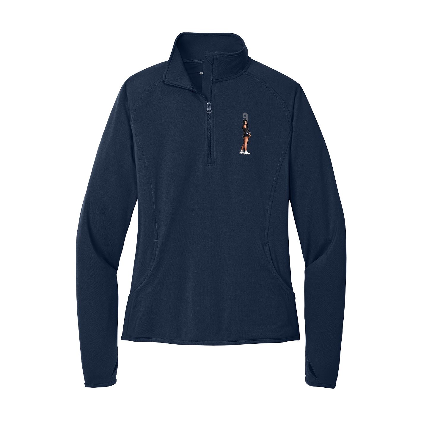 Women's Q-Zip Pullover — Number Top in Navy