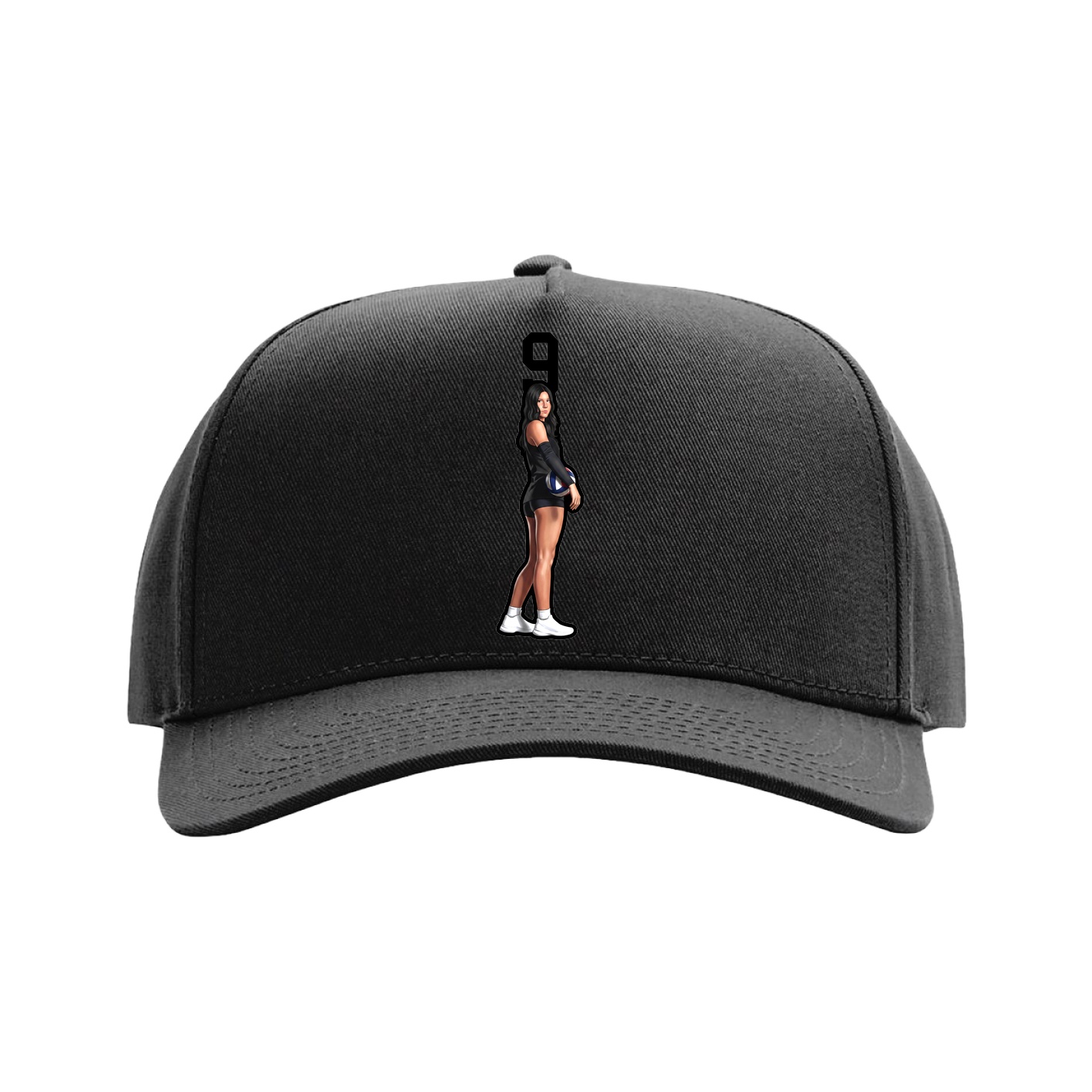 Full Fabric Five-Panel Champ Cap — Number Top in Black