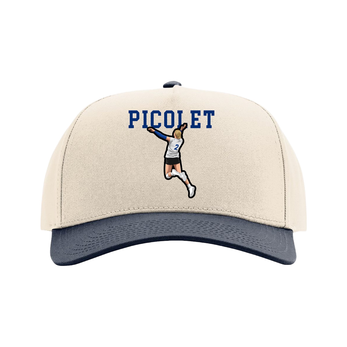 Full Fabric Five-Panel Champ Cap — Shirsey in Cream/Navy