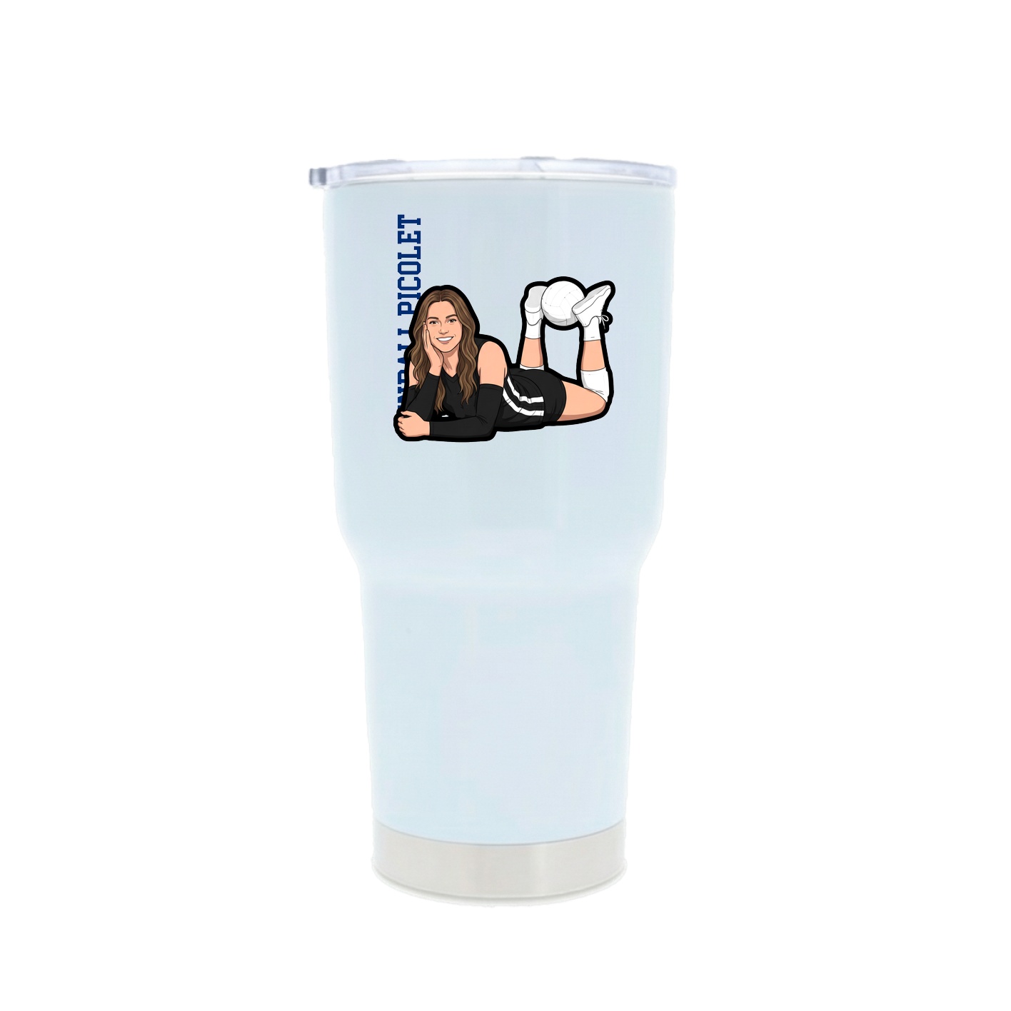 30oz Stainless Steel Tumbler — Name Vertical in White
