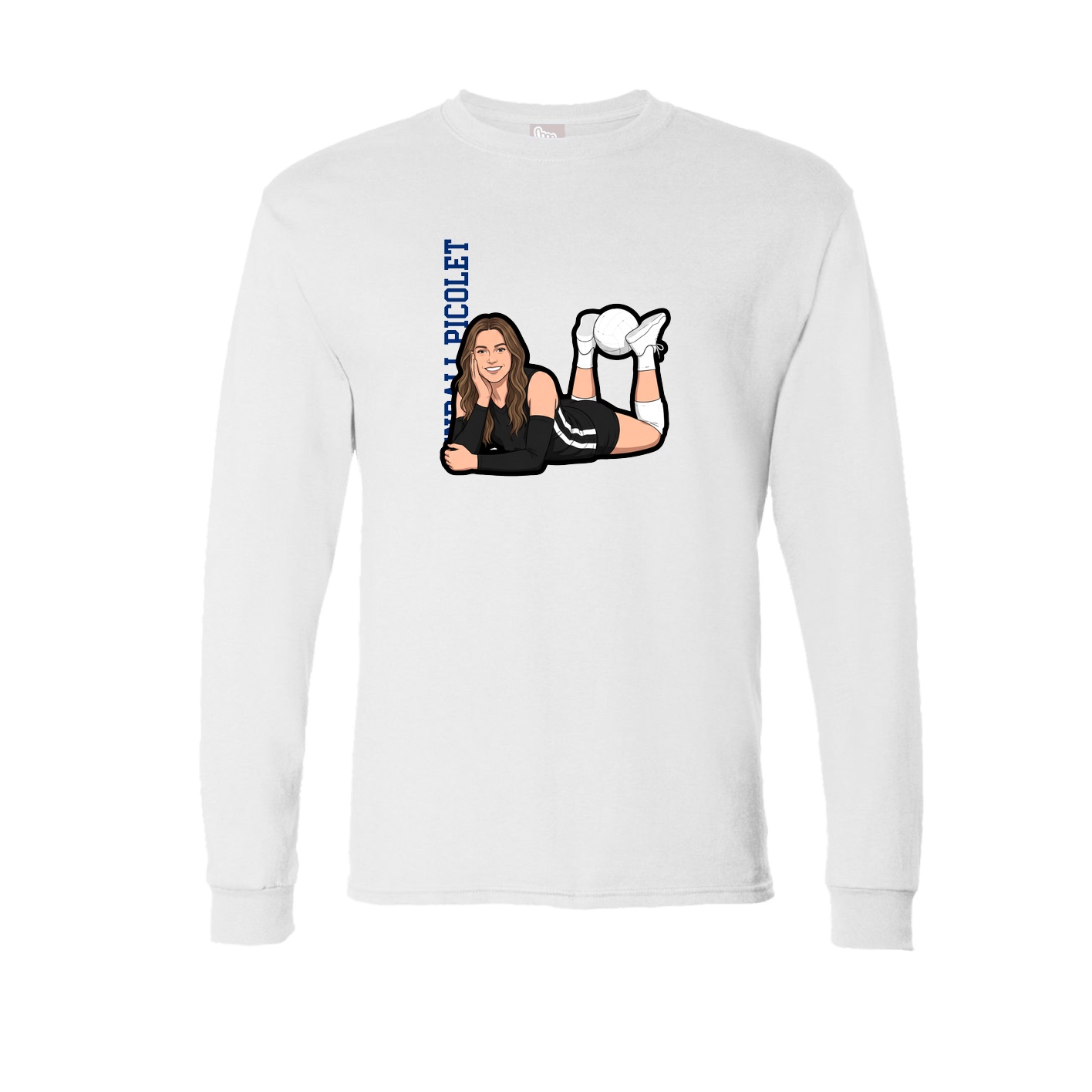 Long Sleeve Tee — Name Vertical in White