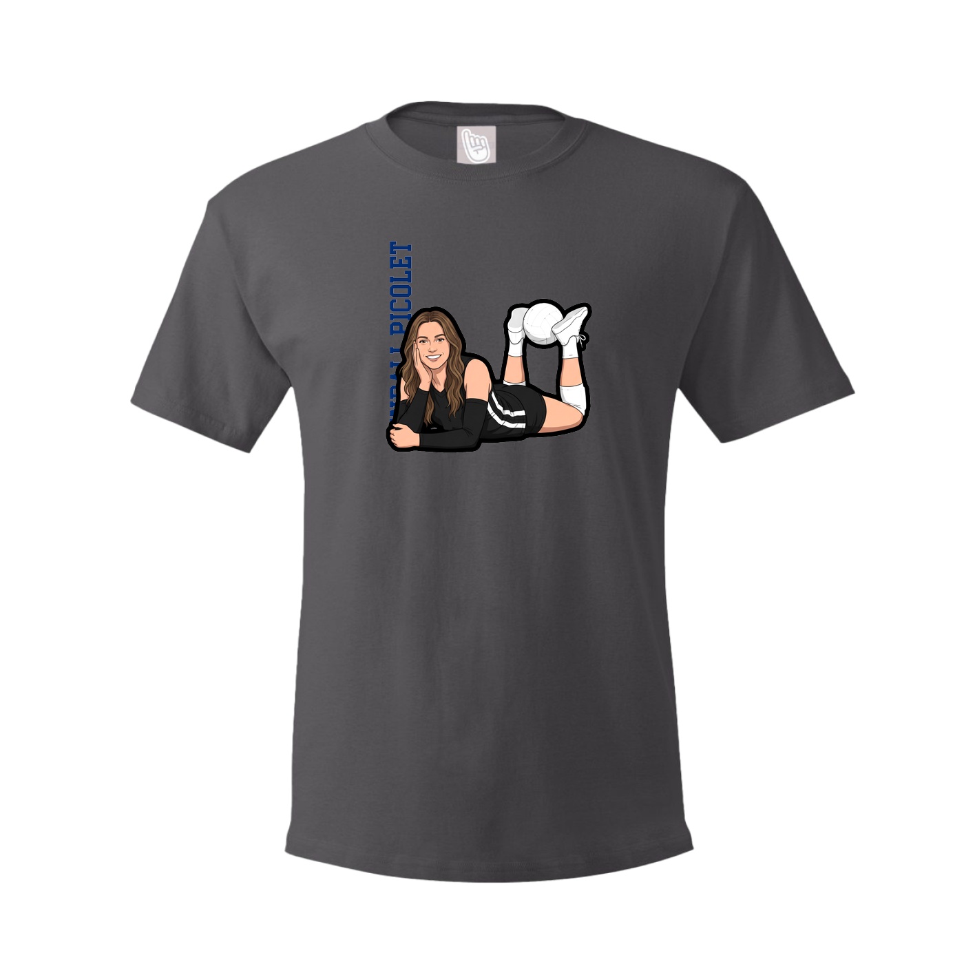 Youth Tee — Name Vertical in Grey