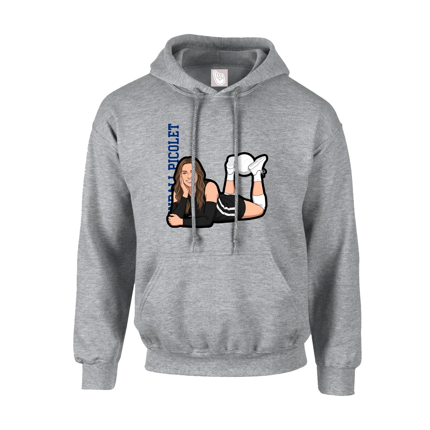 Hoodie — Name Vertical in Grey