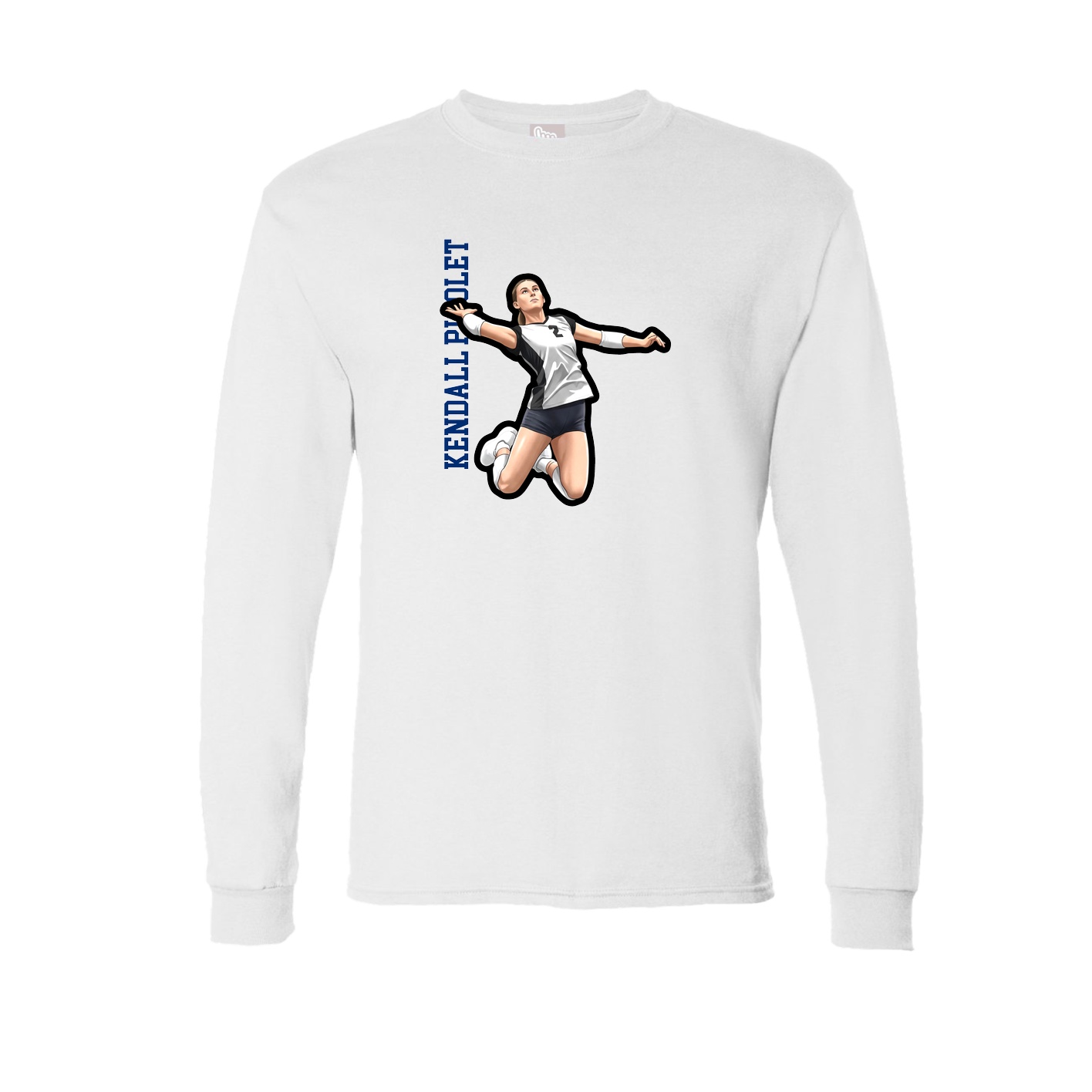 Long Sleeve Tee — Name Vertical in White
