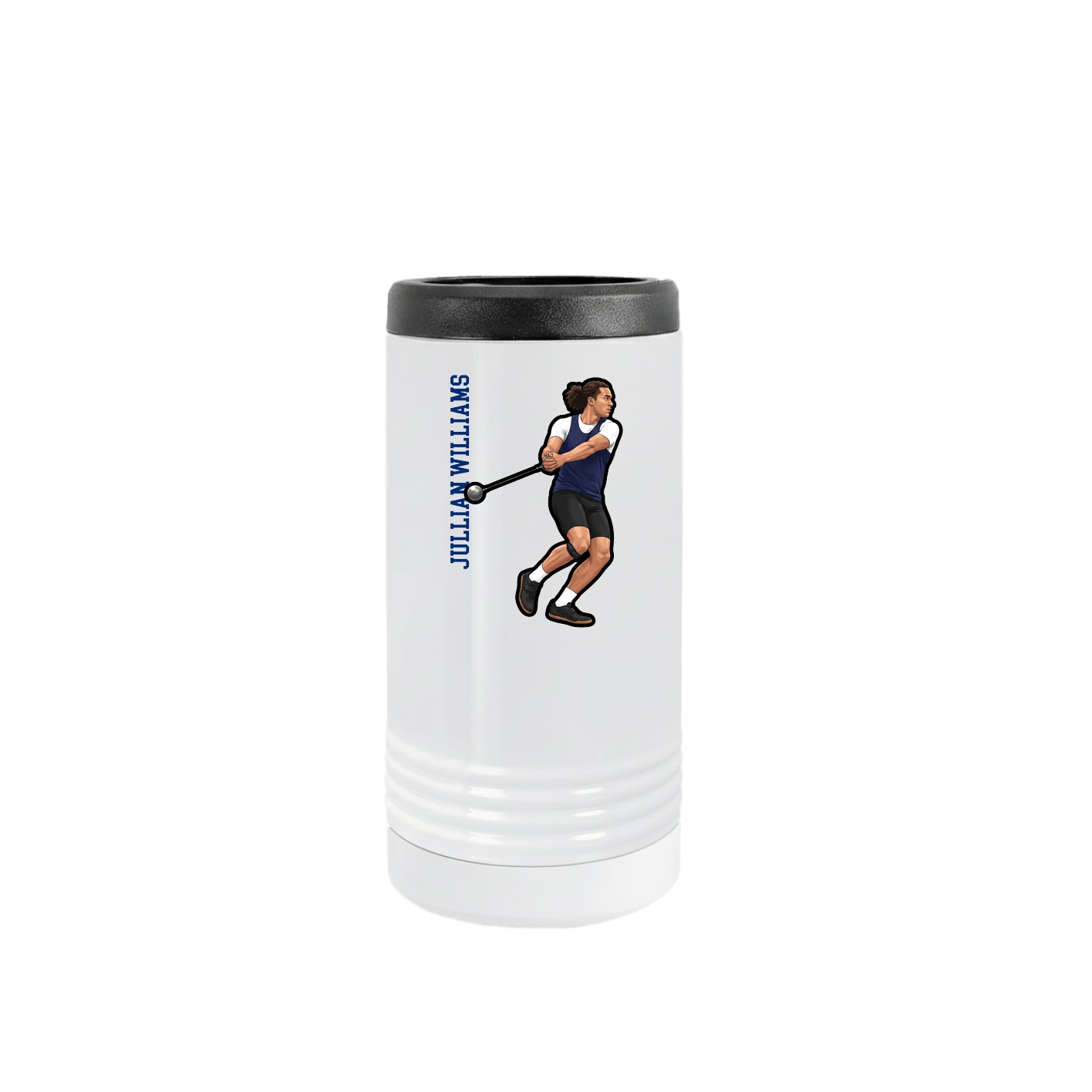 Slim Beverage Holder — Name Vertical in White