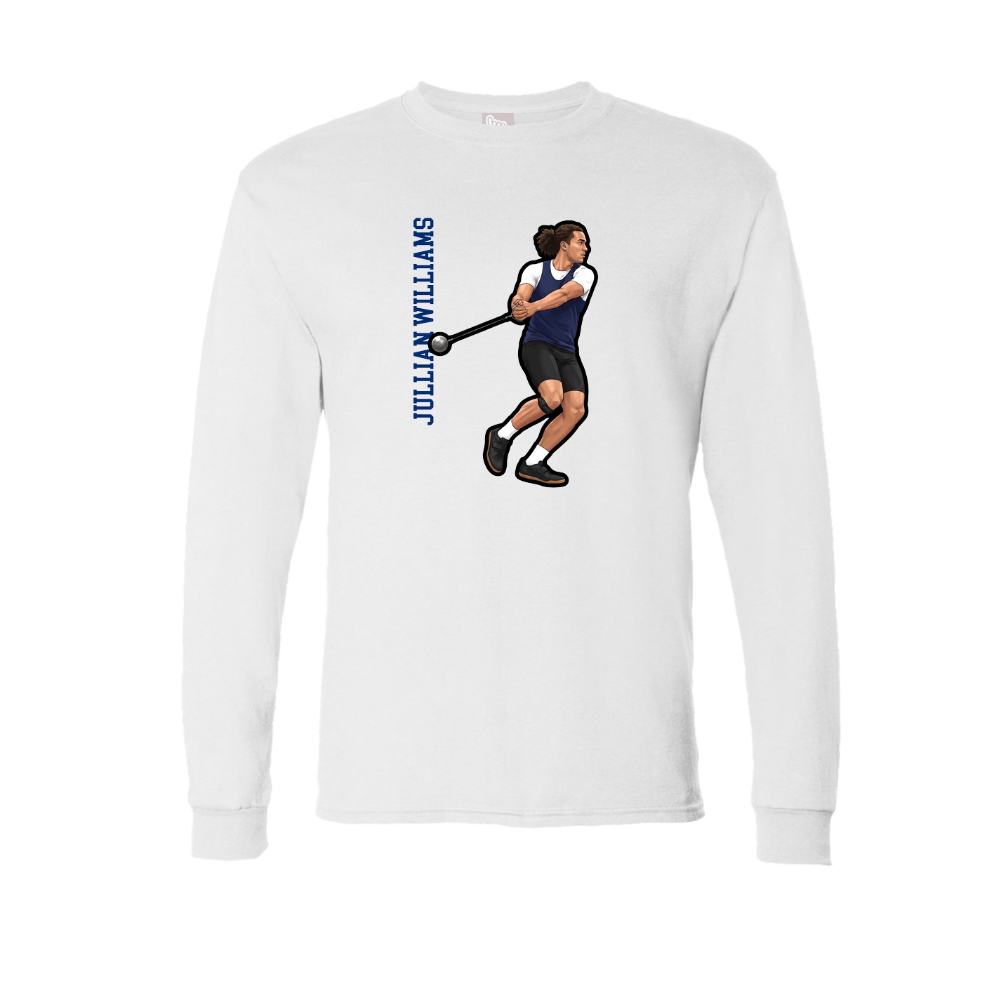 Long Sleeve Tee — Name Vertical in White