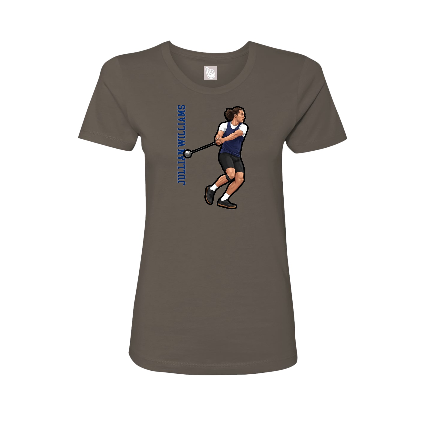 Fitted Women's Tee — Name Vertical in Grey